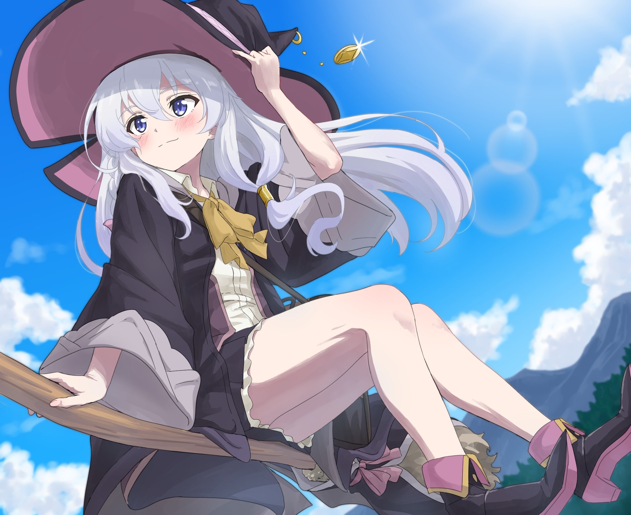 Elaina on a witch's broom HD Wallpaper