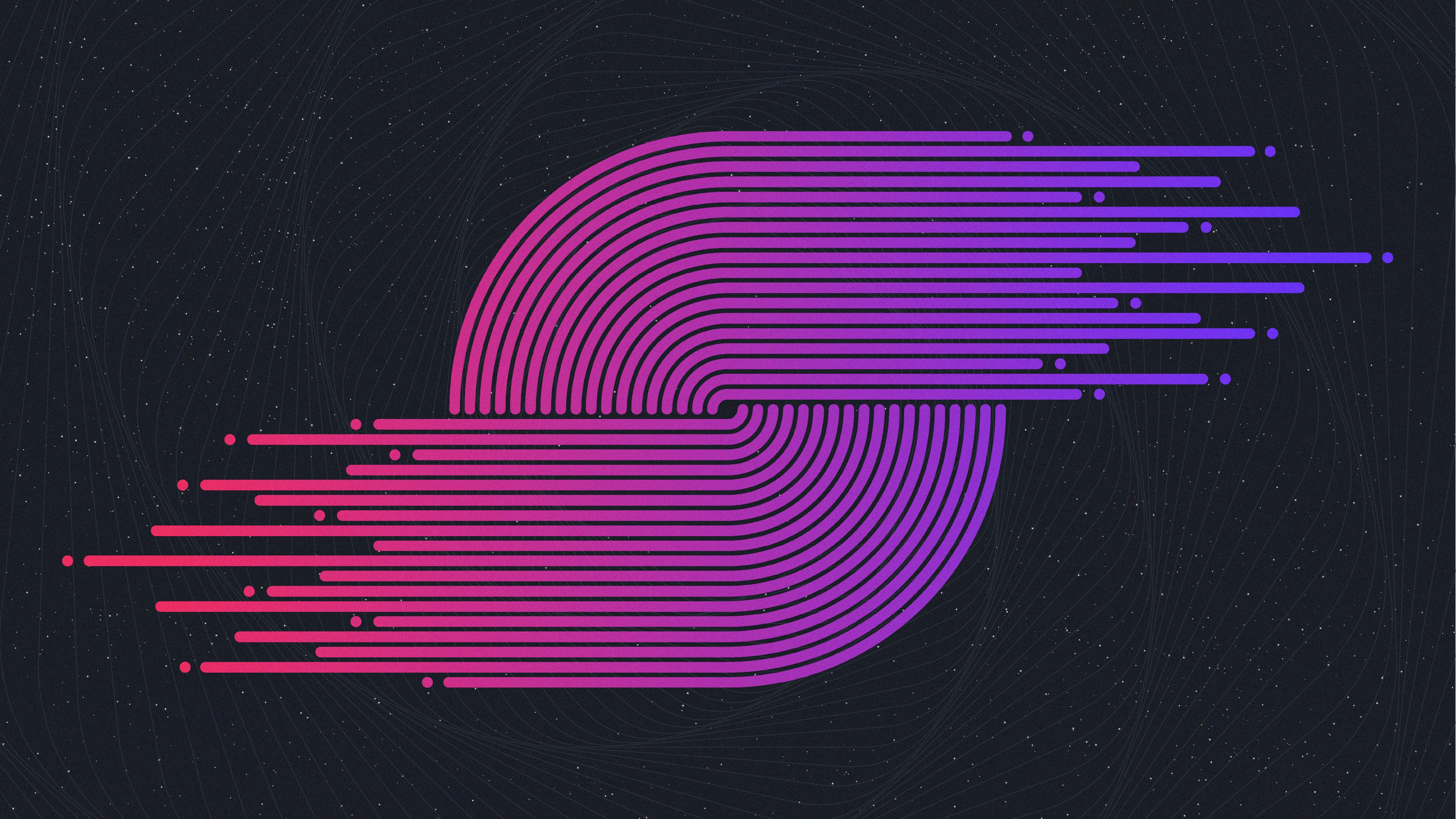 Retro S-shaped lines with neon gradient HD Wallpaper