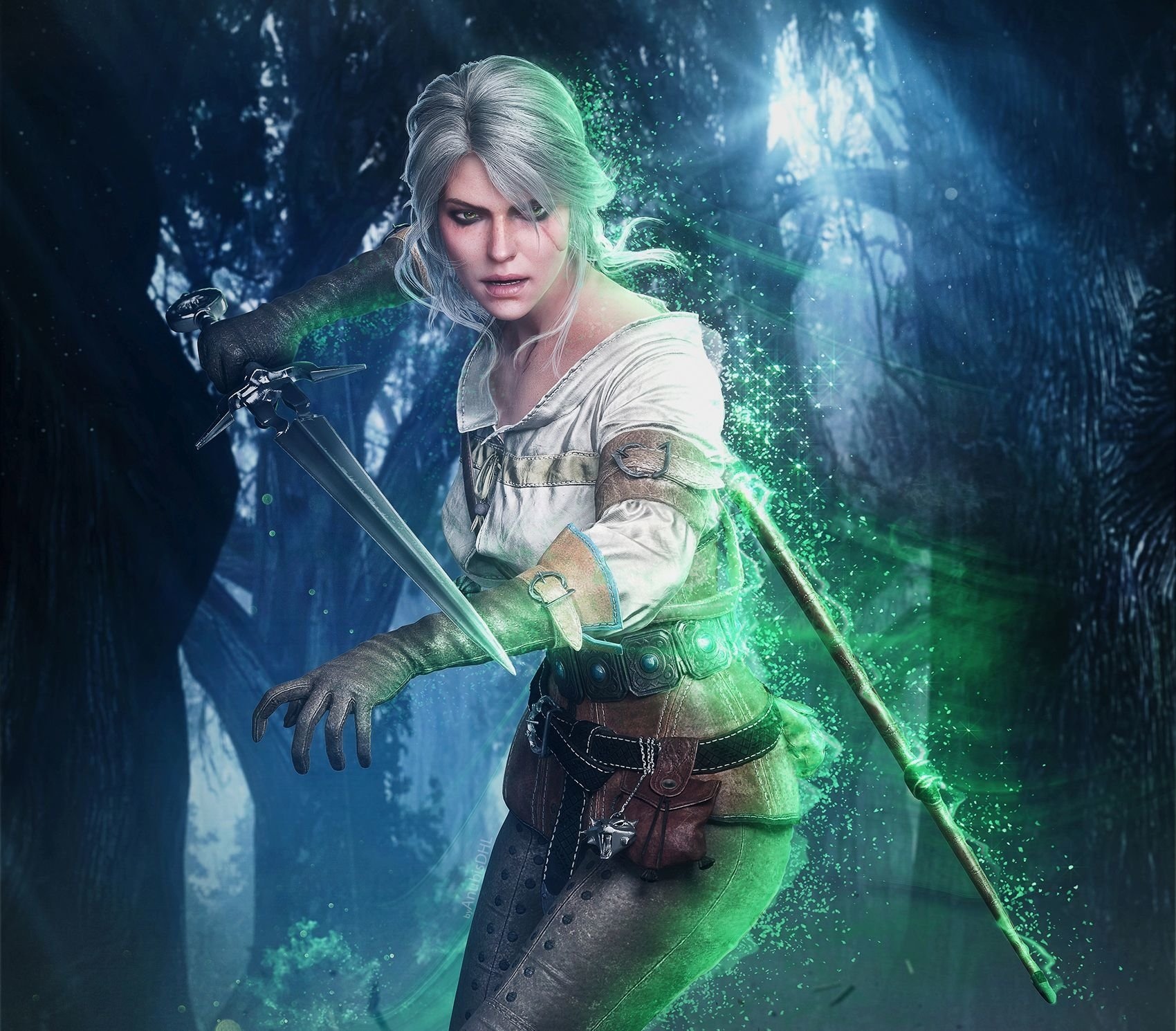 Ciri from The Witcher 3: Wild Hunt with a sword HD Wallpaper