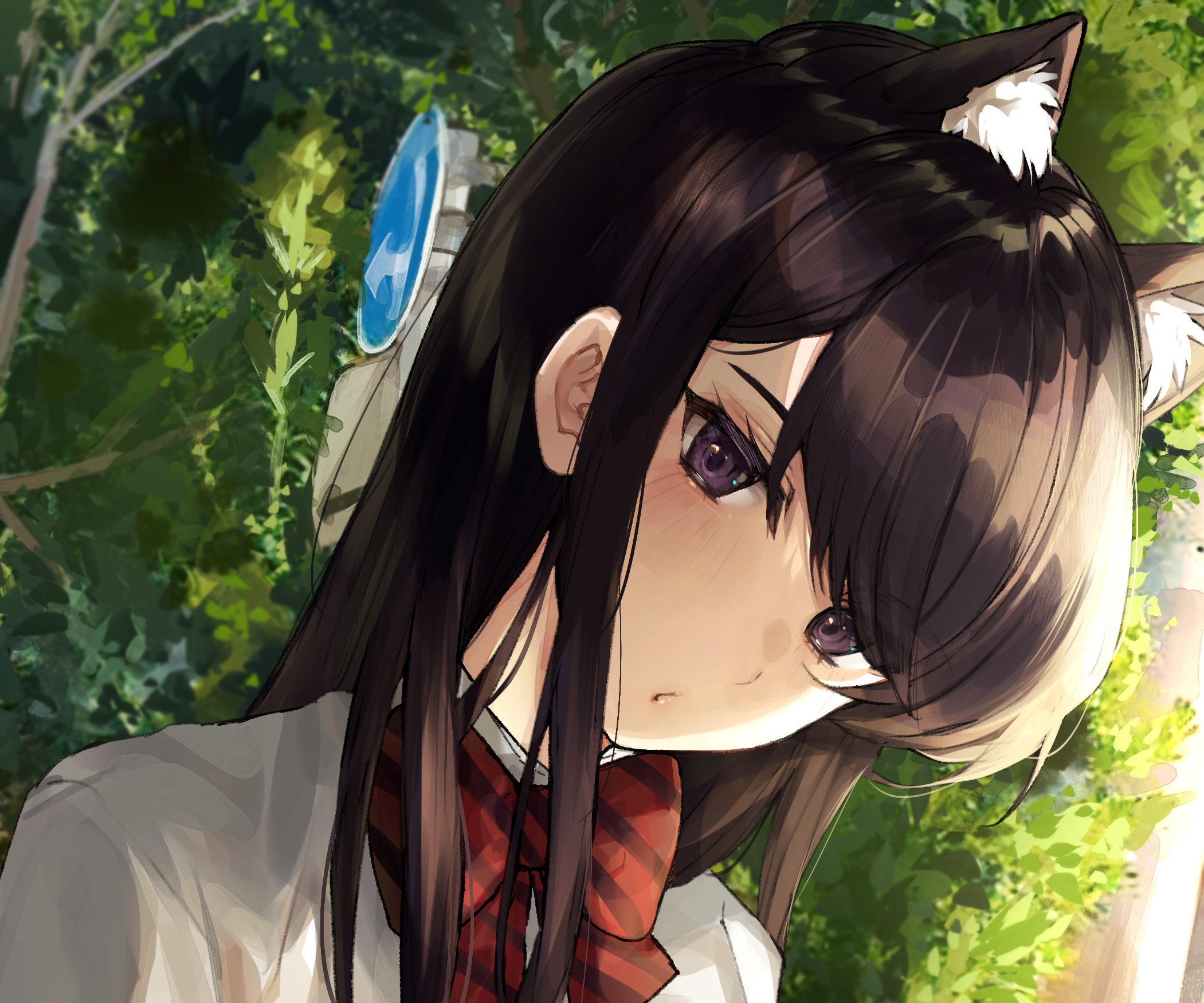 Shoko Komi with cat ears and red bow HD Wallpaper