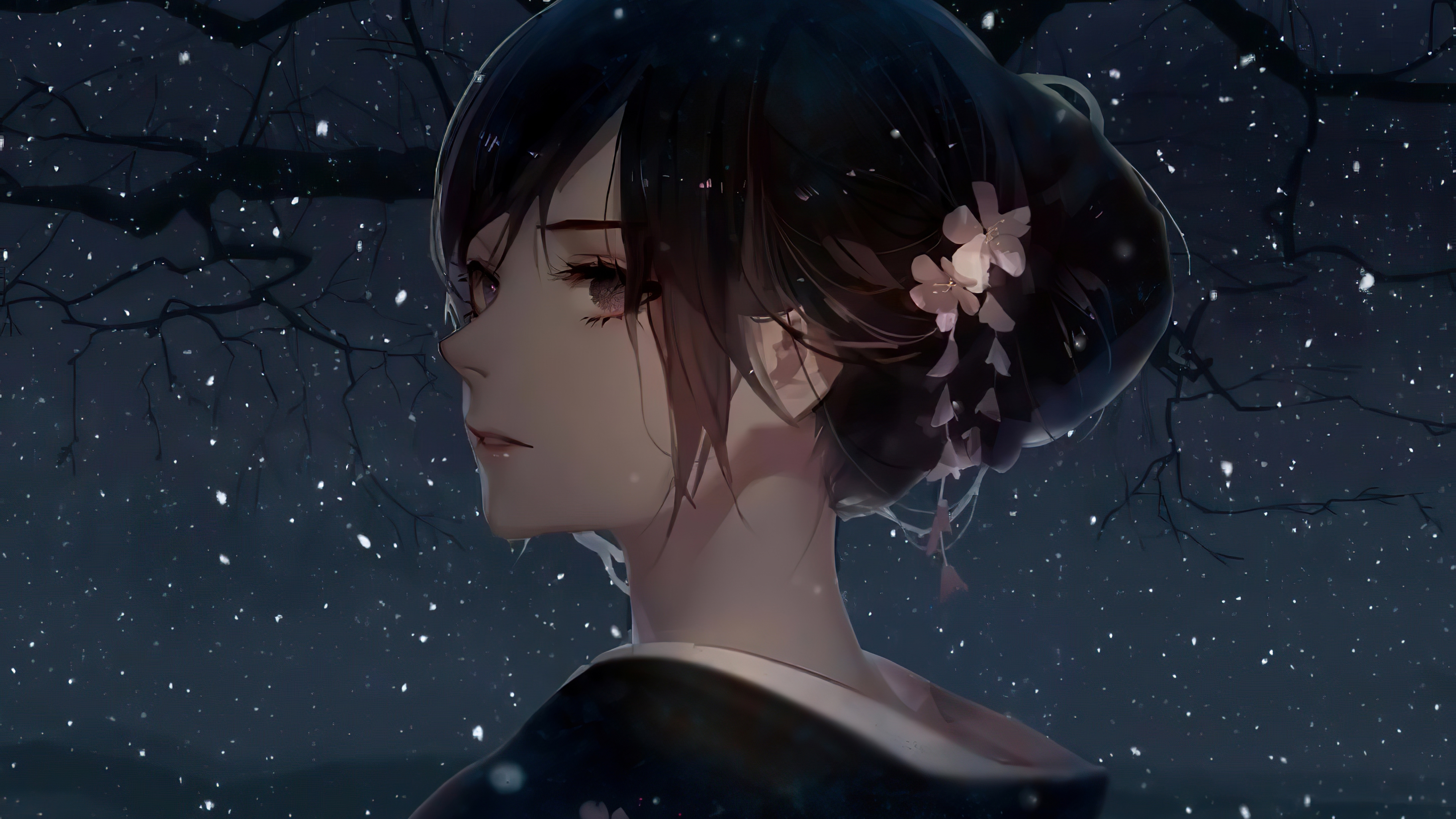 4K Anime Girl in Japanese Clothes HD Wallpaper