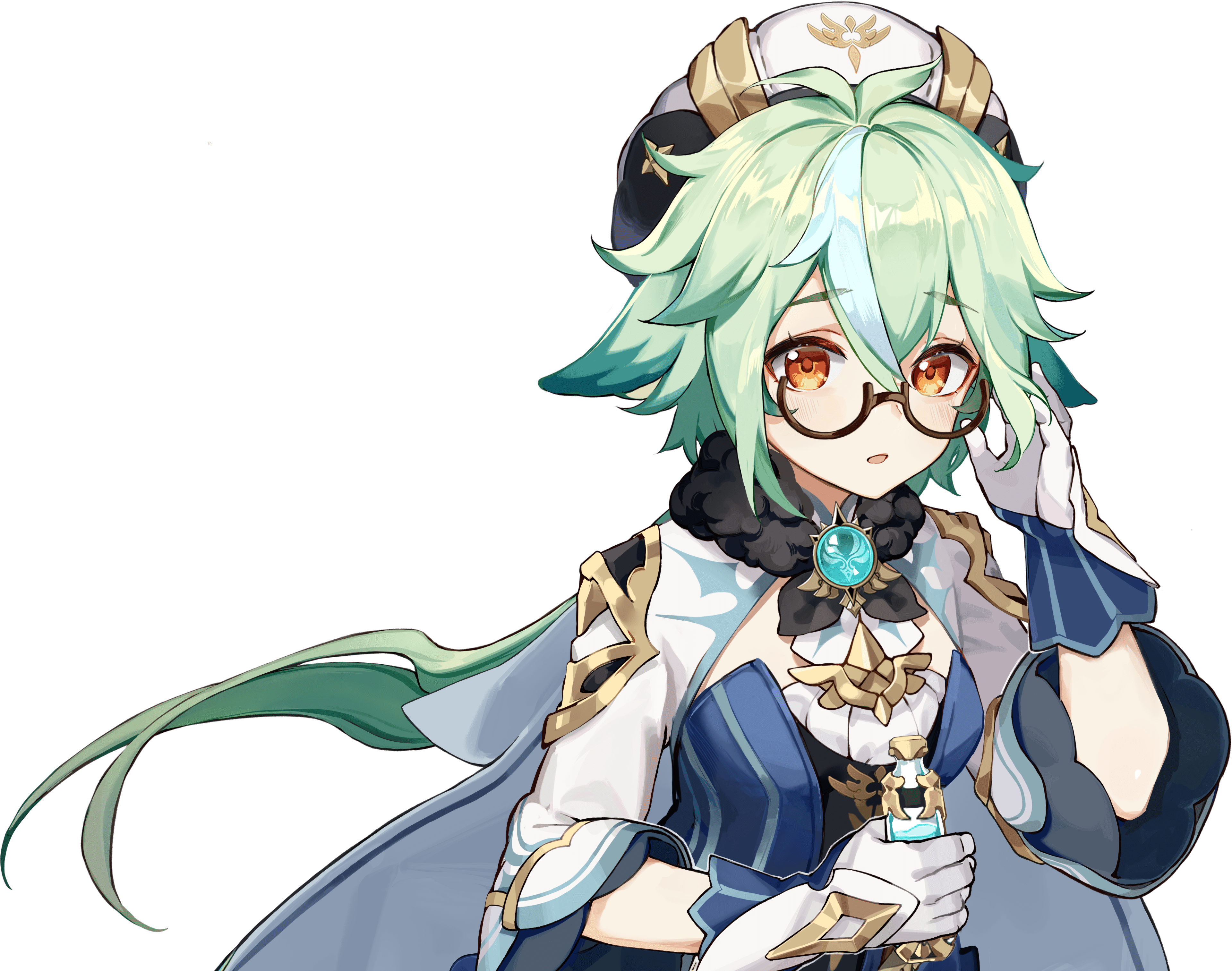 Genshin Impact Sucrose with green hair and glasses HD Wallpaper