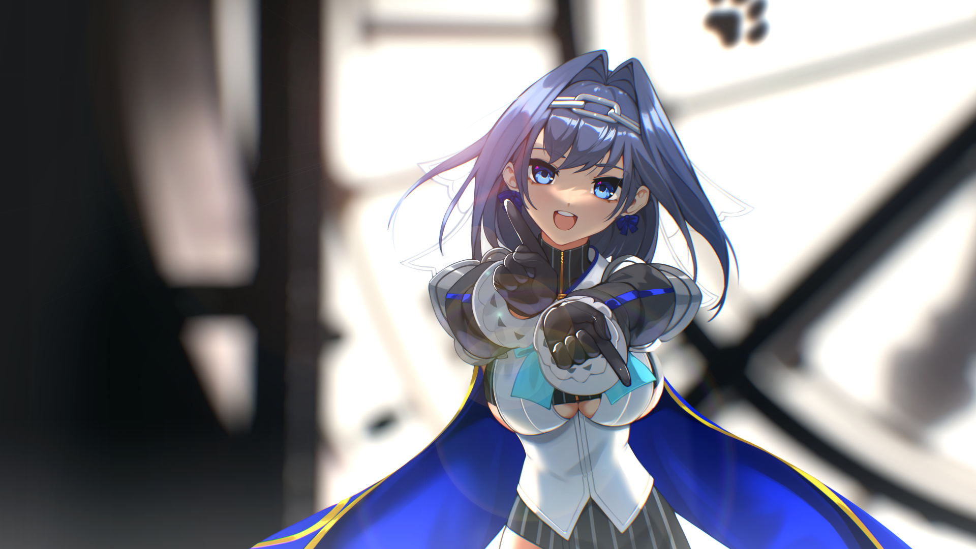 Ouro Kronii pointing forward with a smile HD Wallpaper