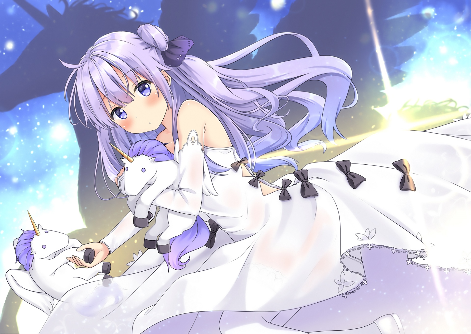 Azur Lane Unicorn holding a plush unicorn HD Wallpaper