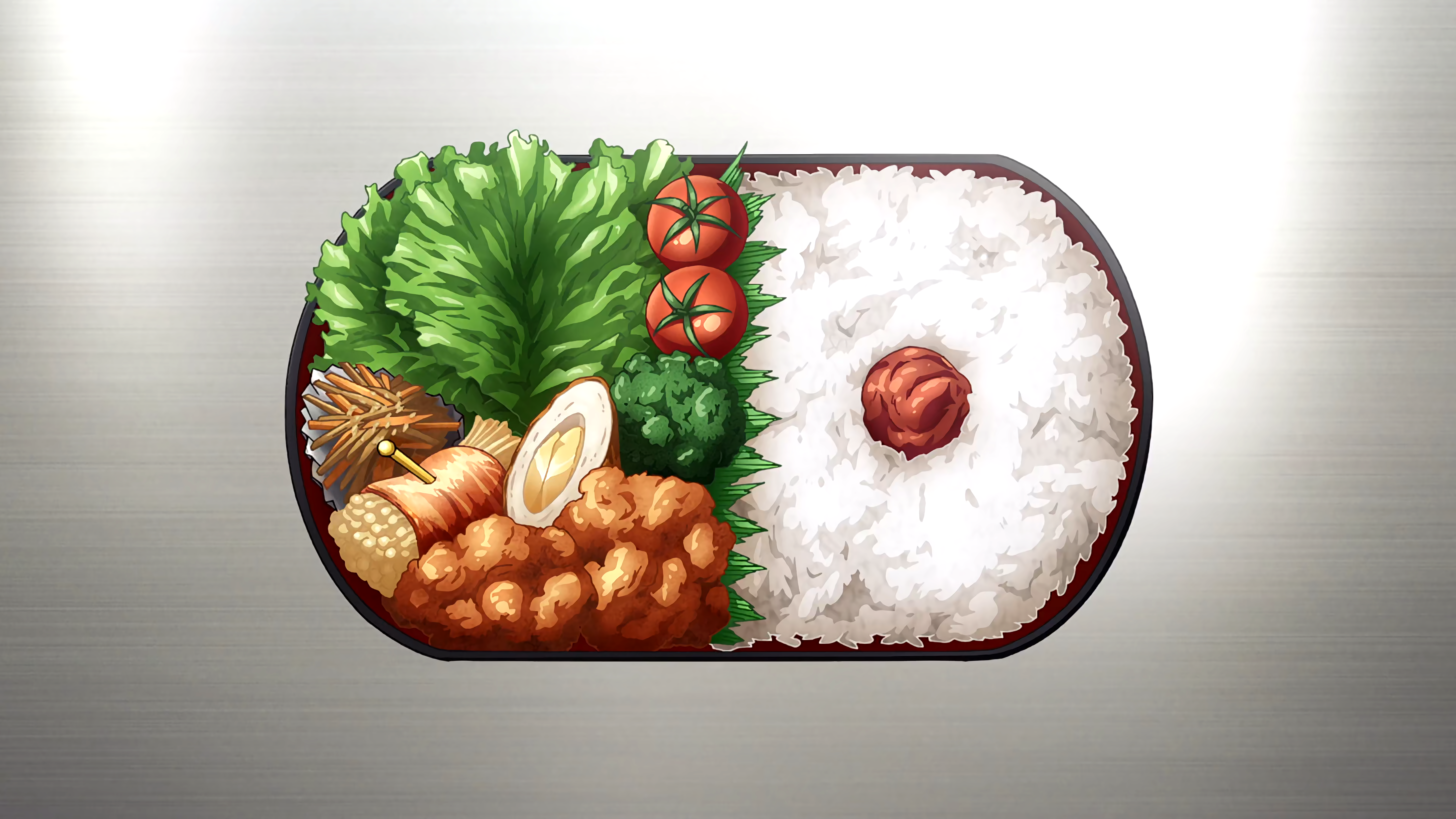 Bento box with rice and food HD Wallpaper