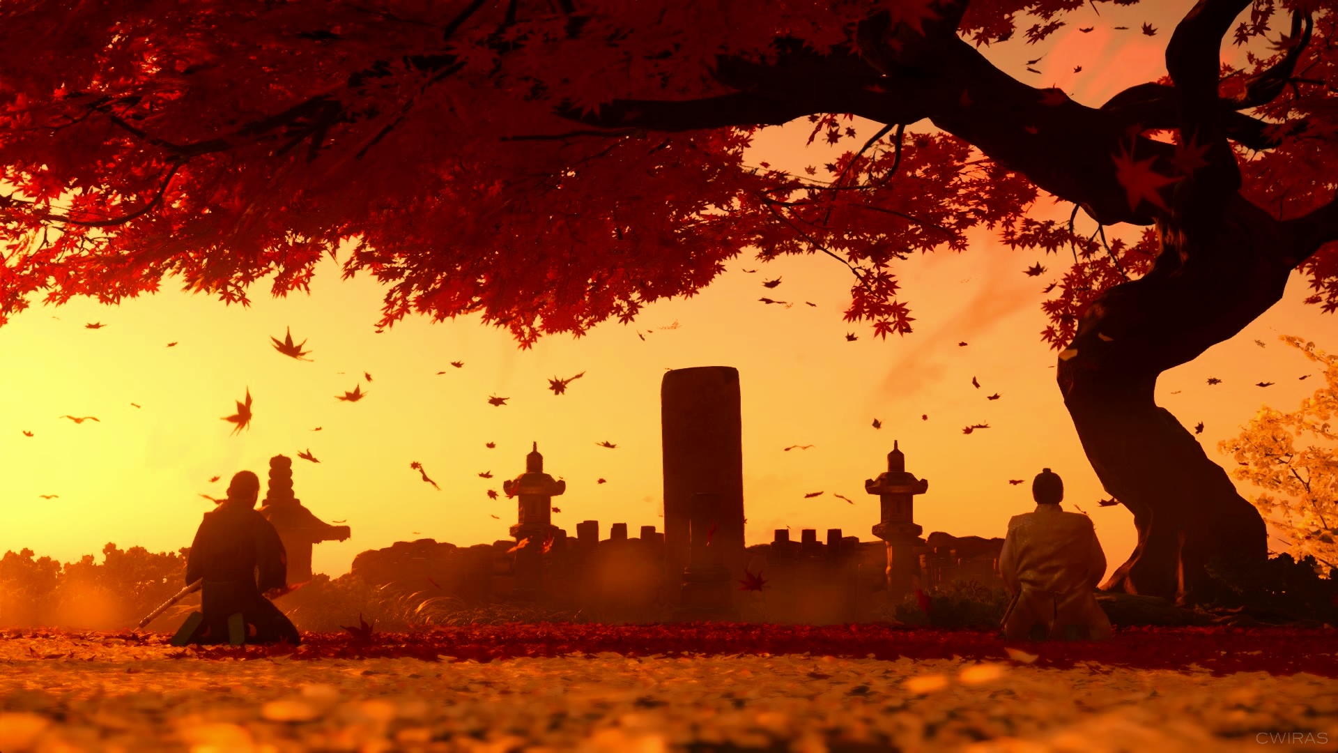 Ghost of Tsushima Samurai Meditation at Sunset HD Wallpaper