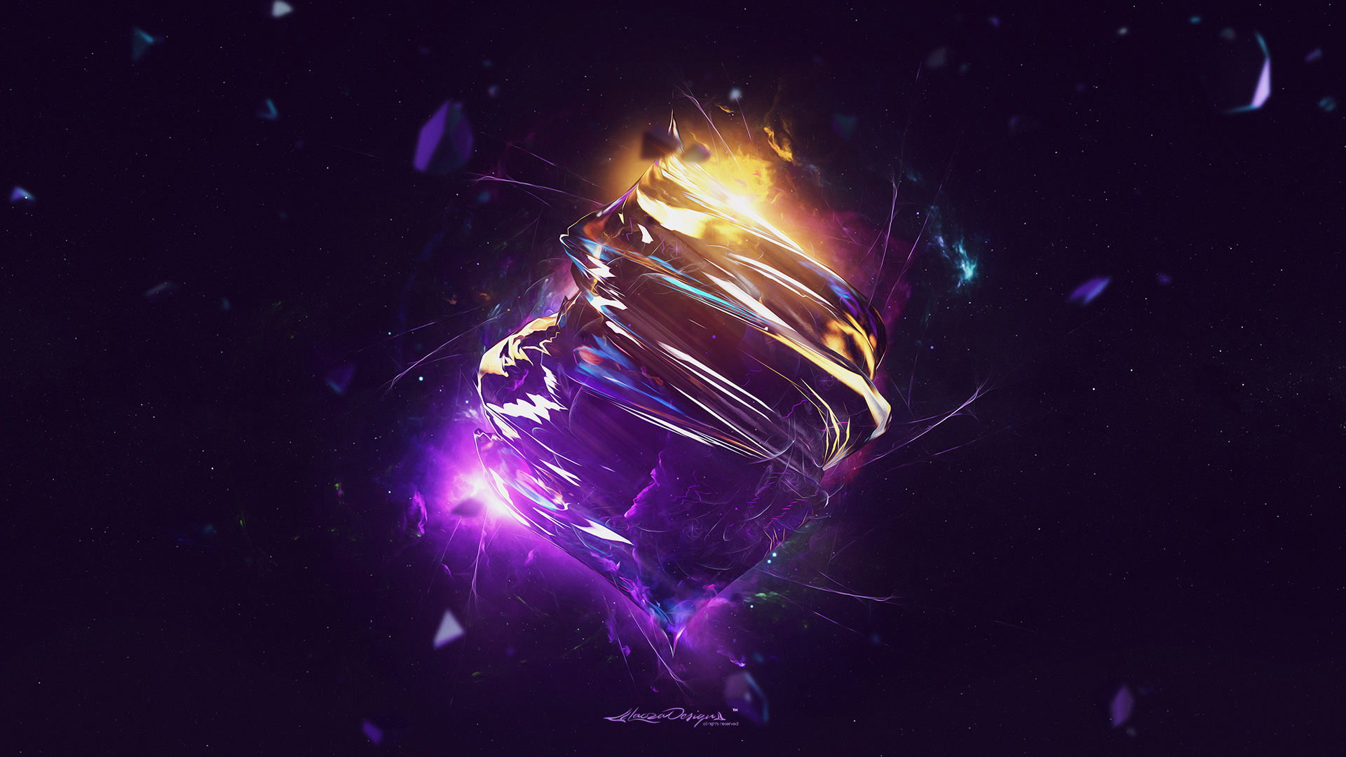 Abstract glowing twisted shapes in space HD Wallpaper