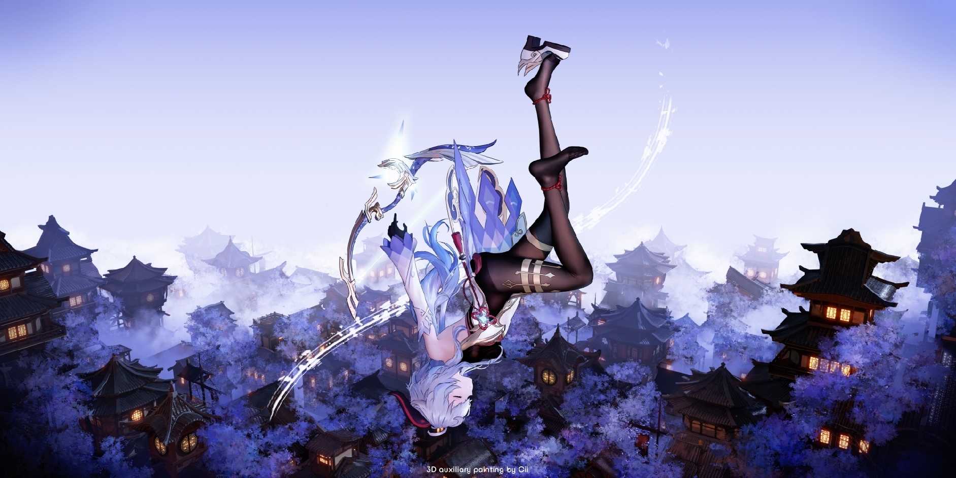 Ganyu from Genshin Impact in a village HD Wallpaper