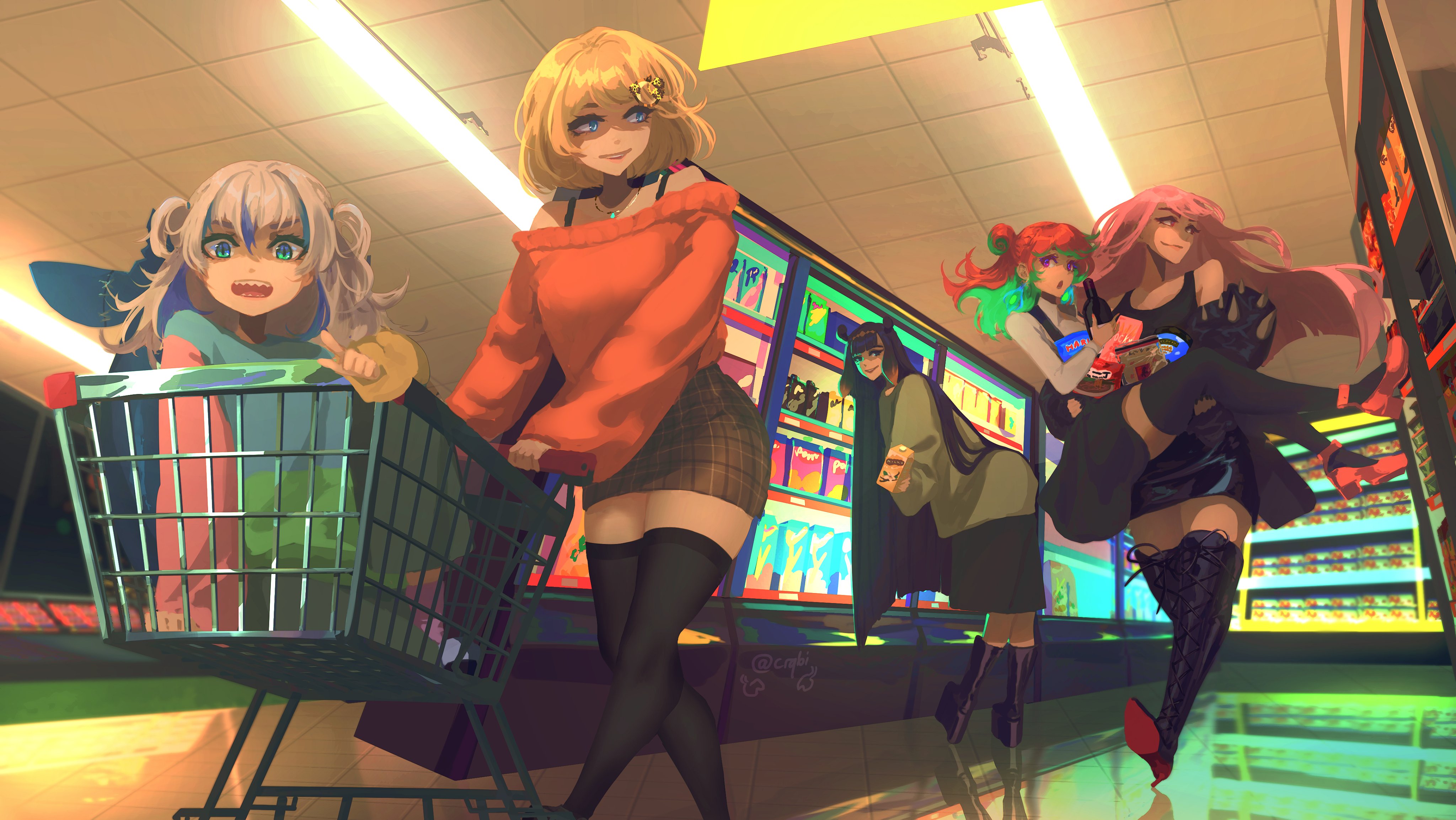 Watson Amelia and friends in a supermarket HD Wallpaper