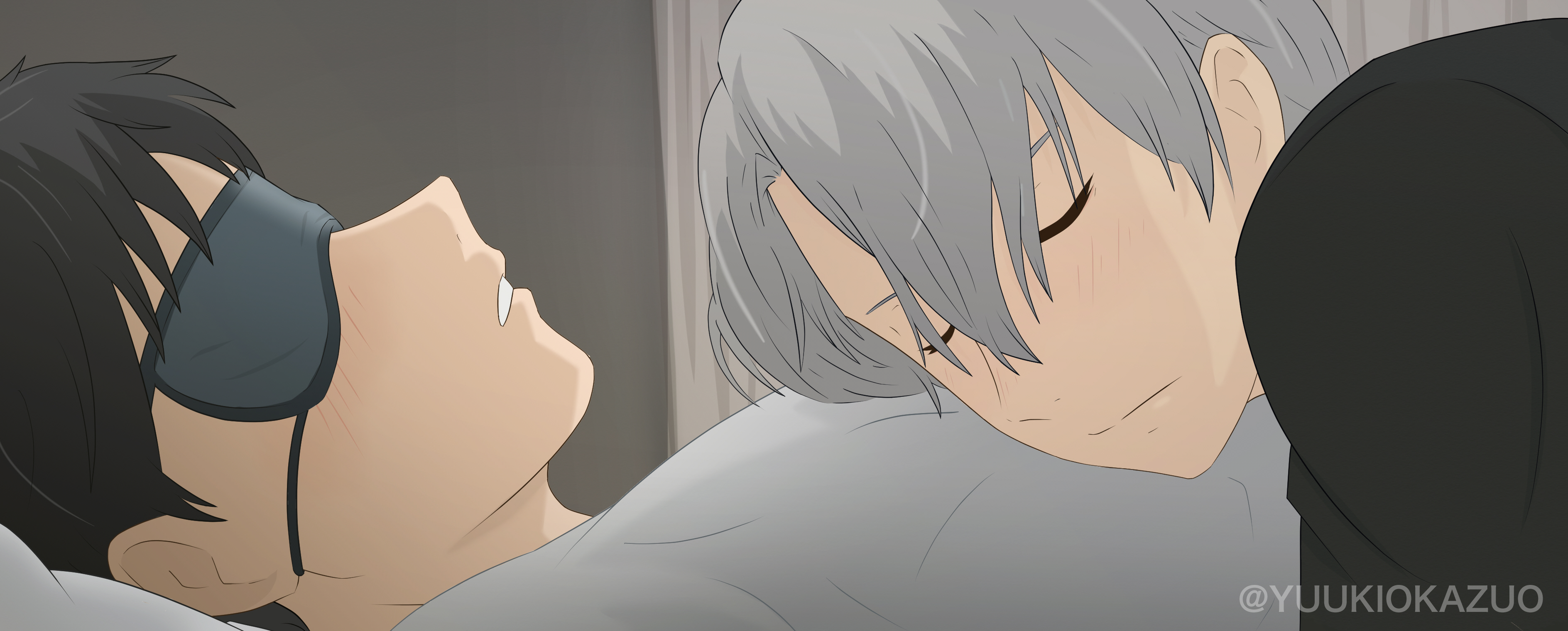 Victor Nikiforov and Yuuri Katsuki sleeping HD Wallpaper