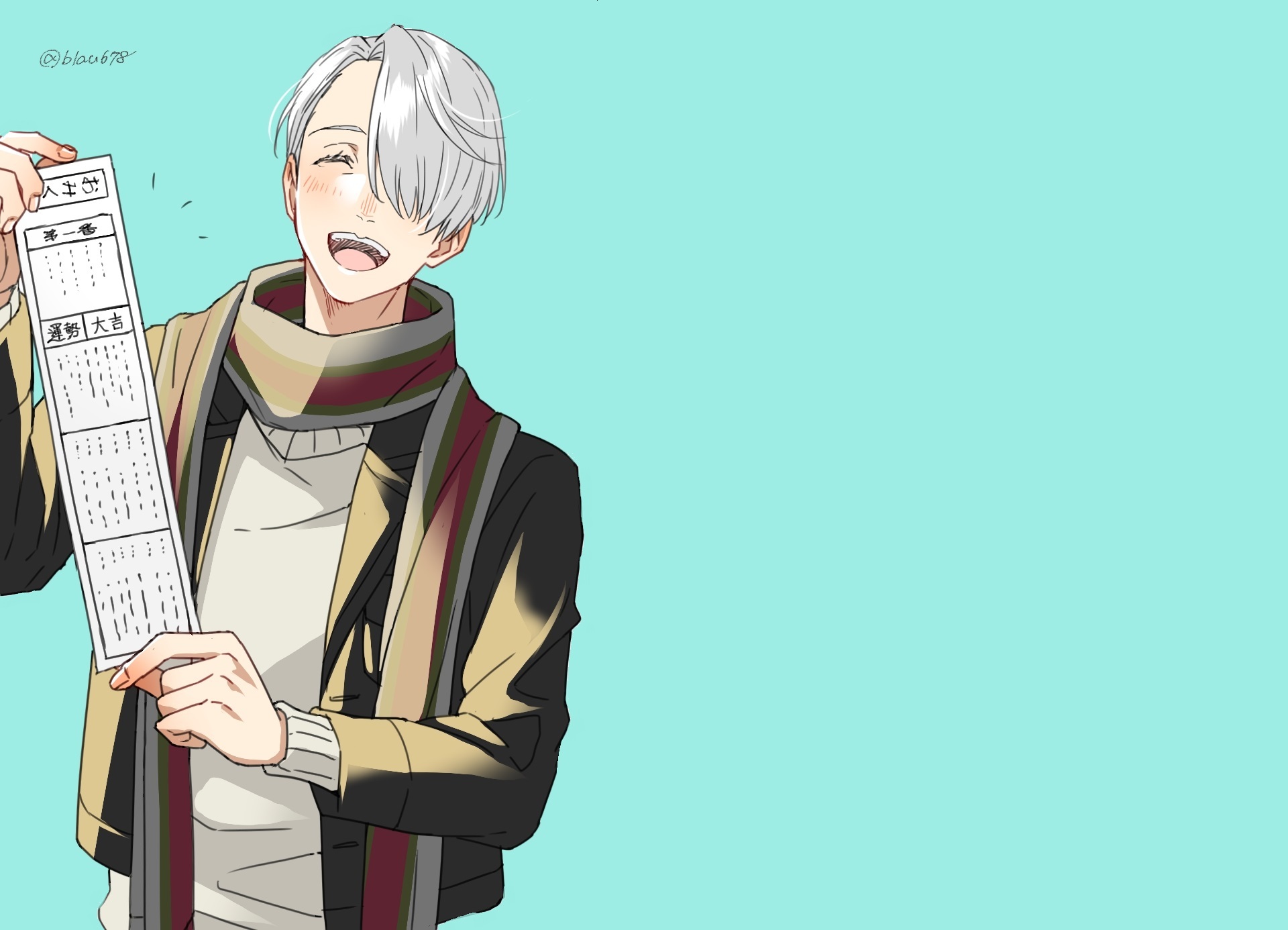 Victor Nikiforov from Yuri!!! On Ice holding a fortune slip HD Wallpaper