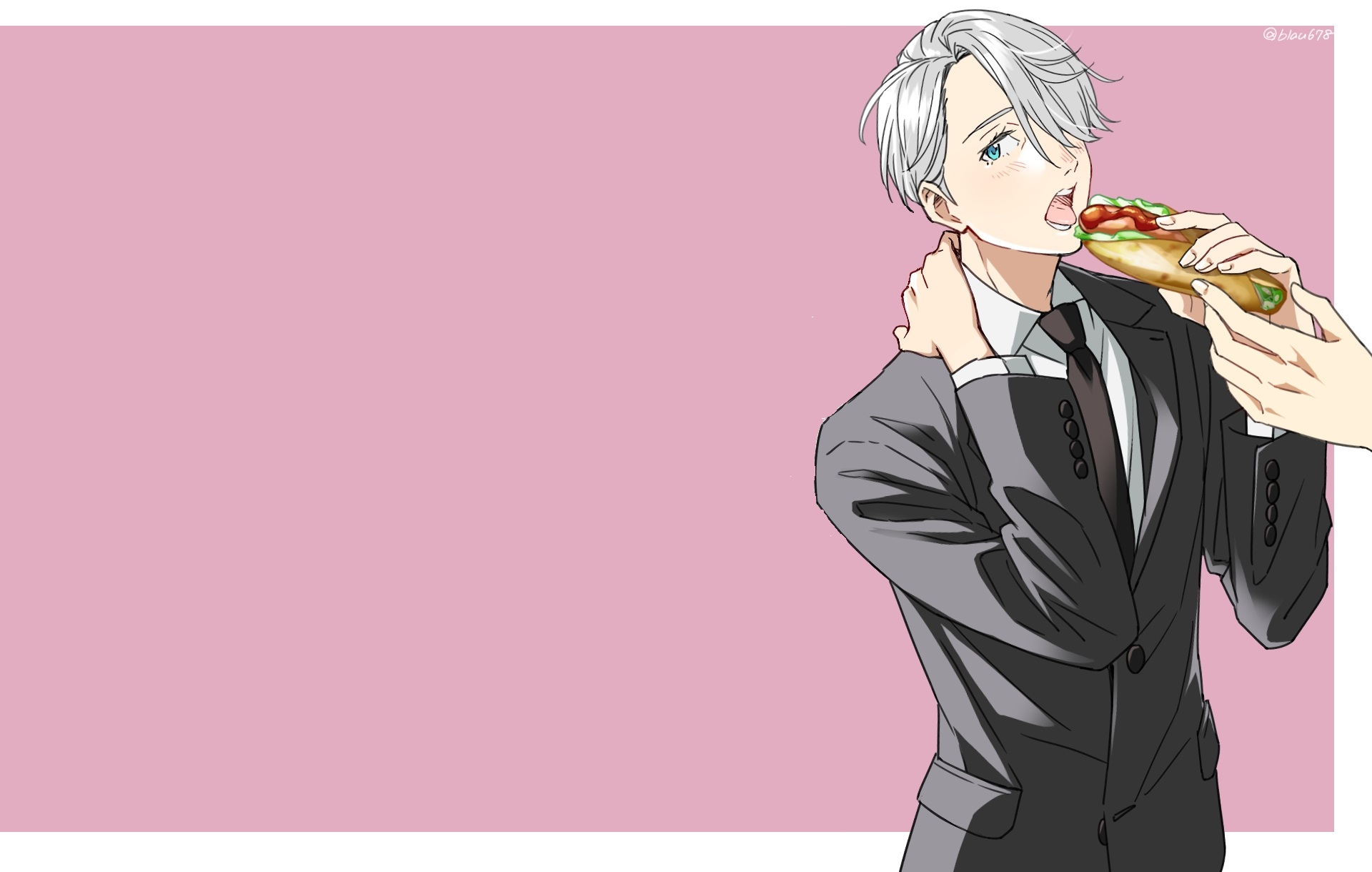 Victor Nikiforov eating a hot dog HD Wallpaper