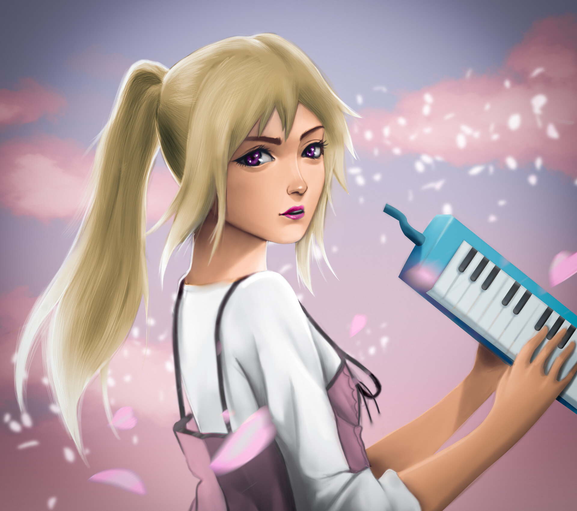 Kaori Miyazono with a melodica HD Wallpaper