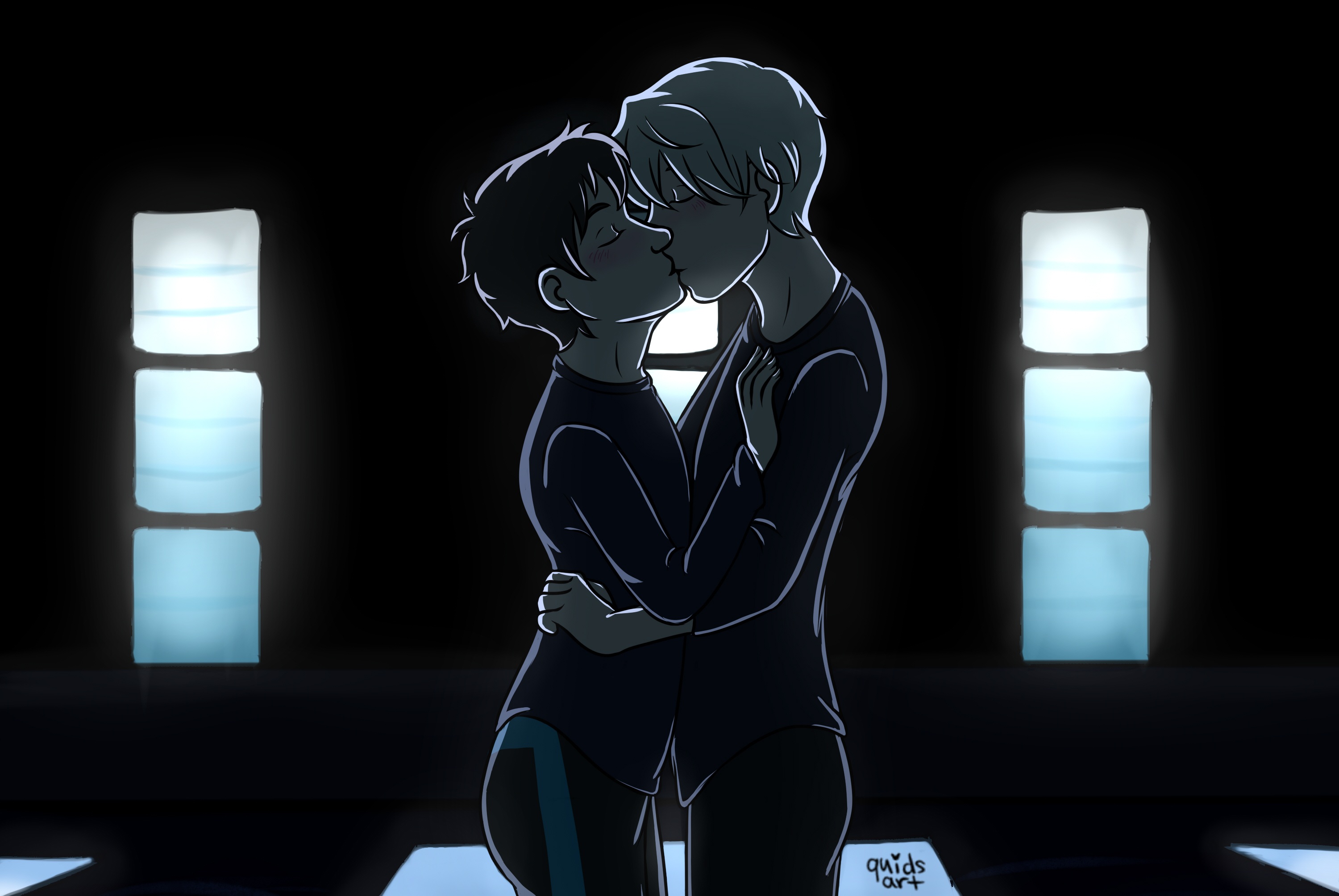 Yuuri Katsuki and Victor Nikiforov kissing HD Wallpaper