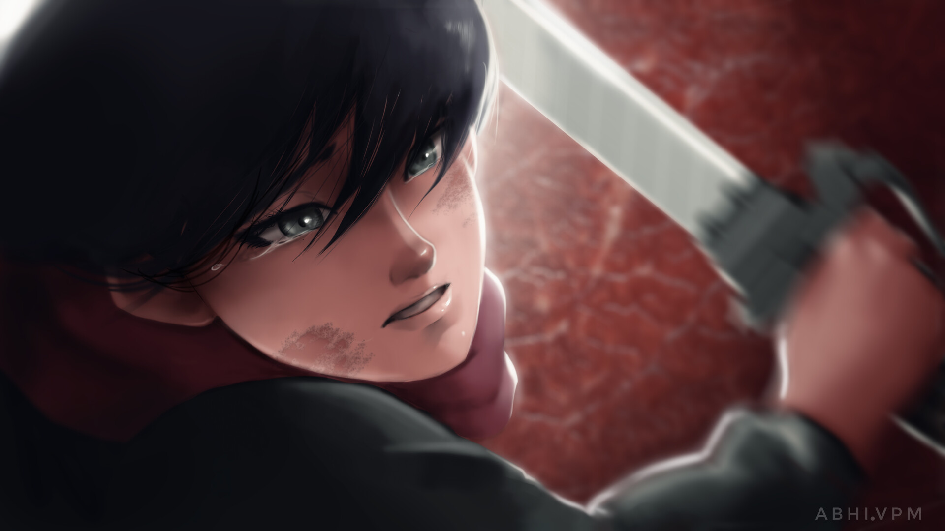 Mikasa Ackerman holding a sword HD Wallpaper