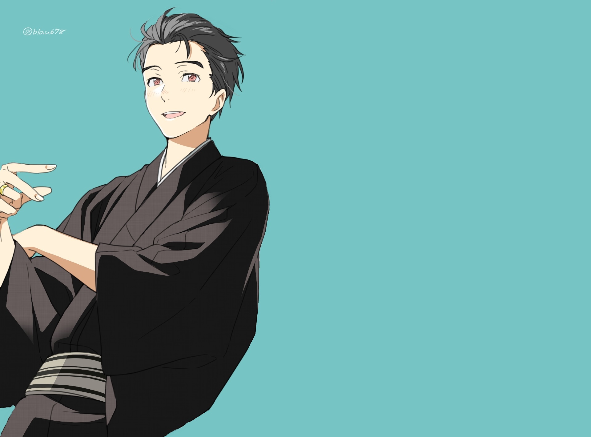 Yuuri Katsuki in a black kimono HD Wallpaper