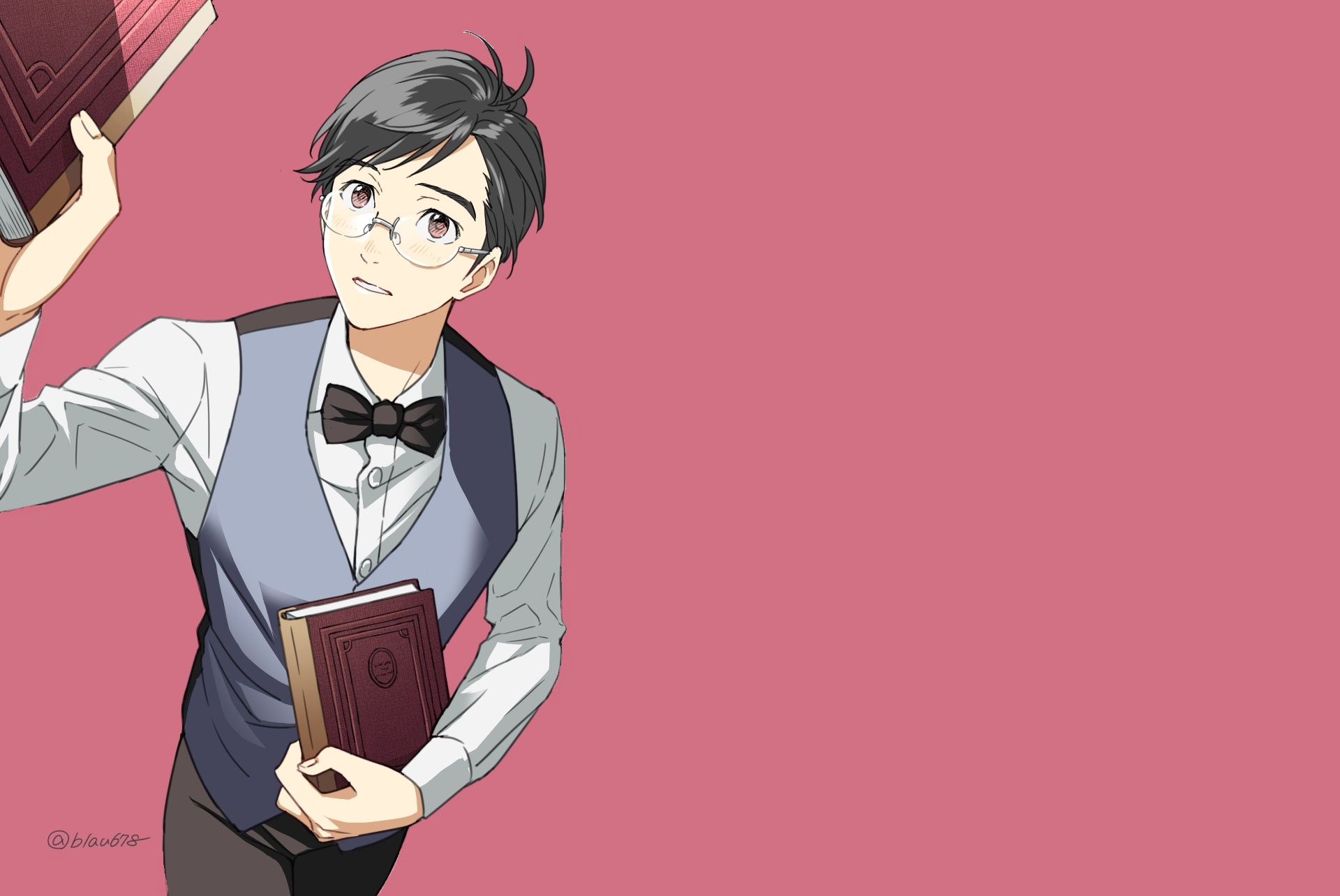 Yuuri Katsuki holding books HD Wallpaper