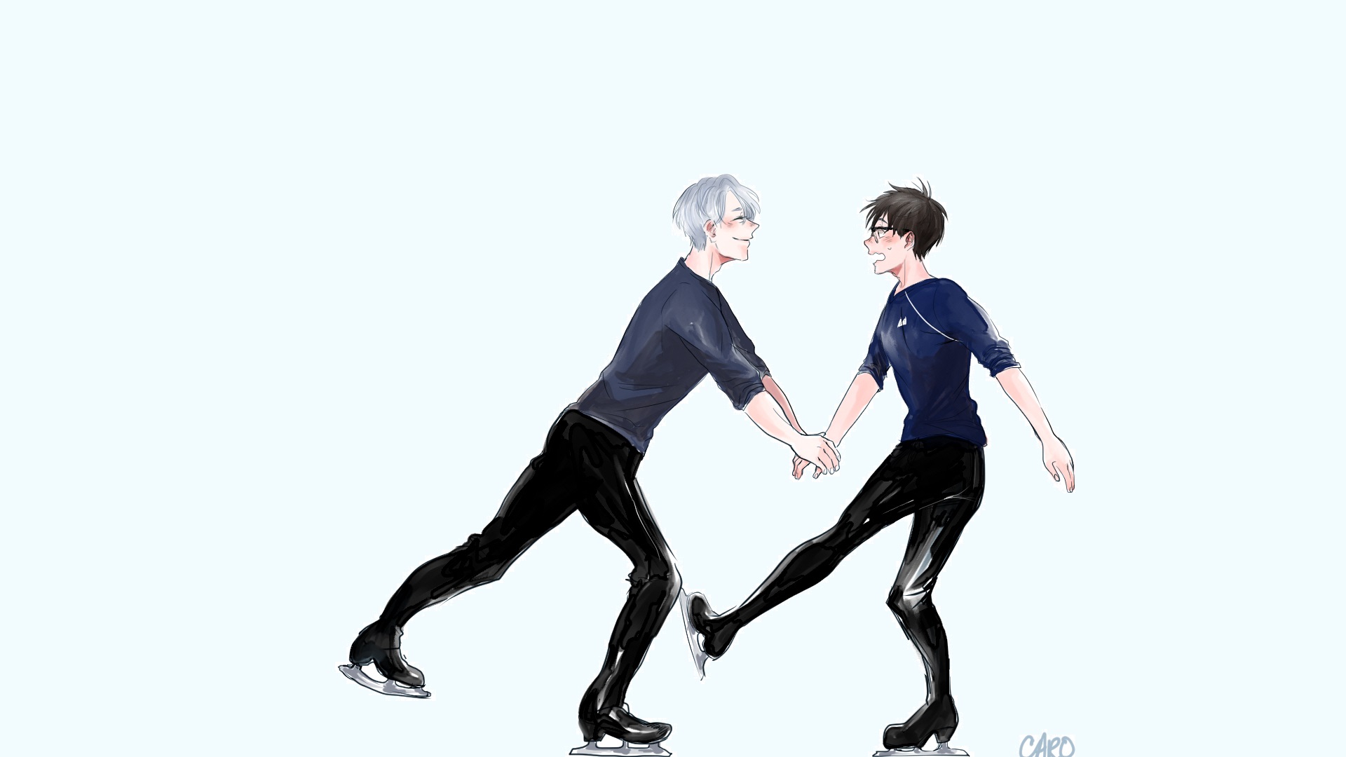 Victor Nikiforov and Yuuri Katsuki ice skating HD Wallpaper