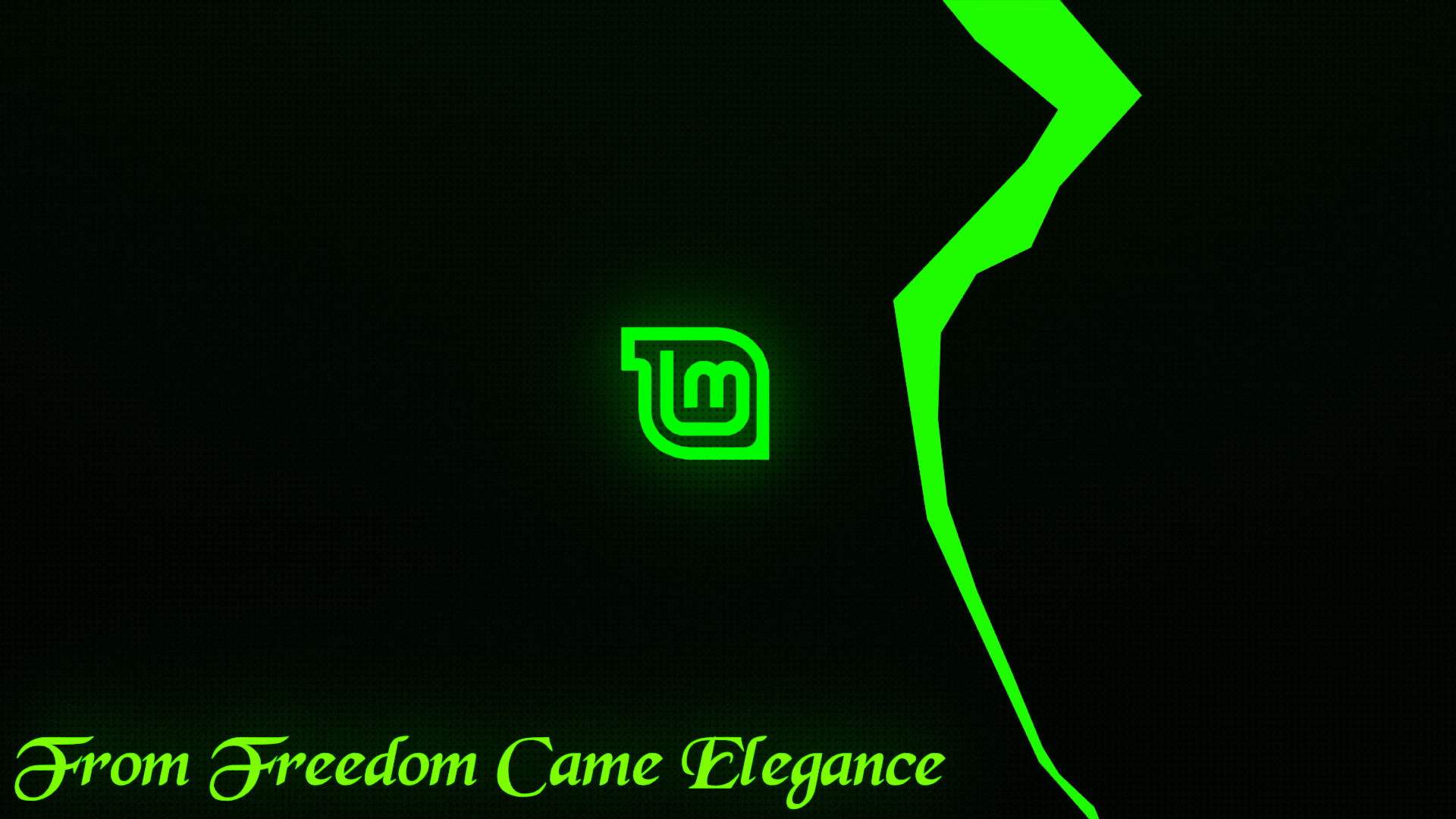 Linux Mint logo with "From Freedom Came Elegance" text HD Wallpaper