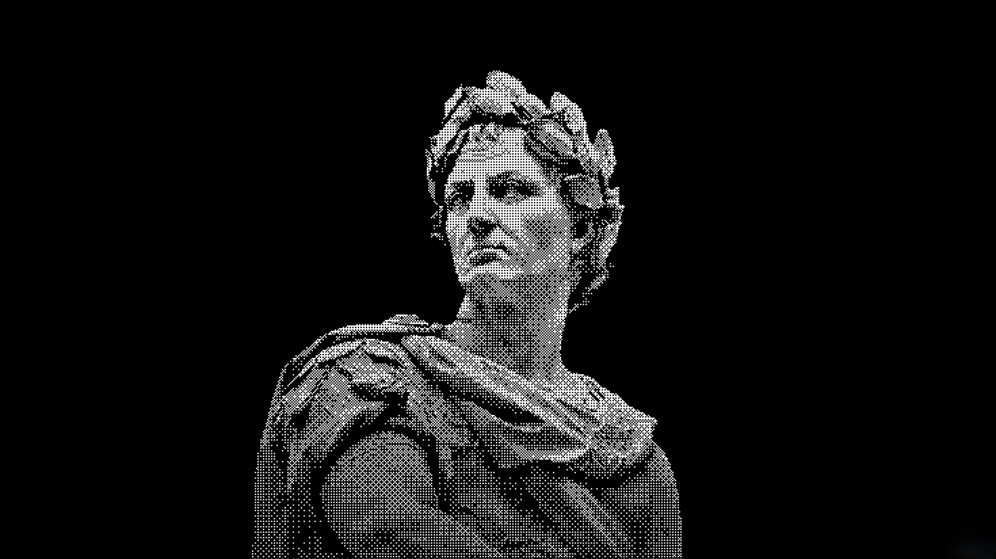 Pixel art bust of a man with a laurel wreath HD Wallpaper
