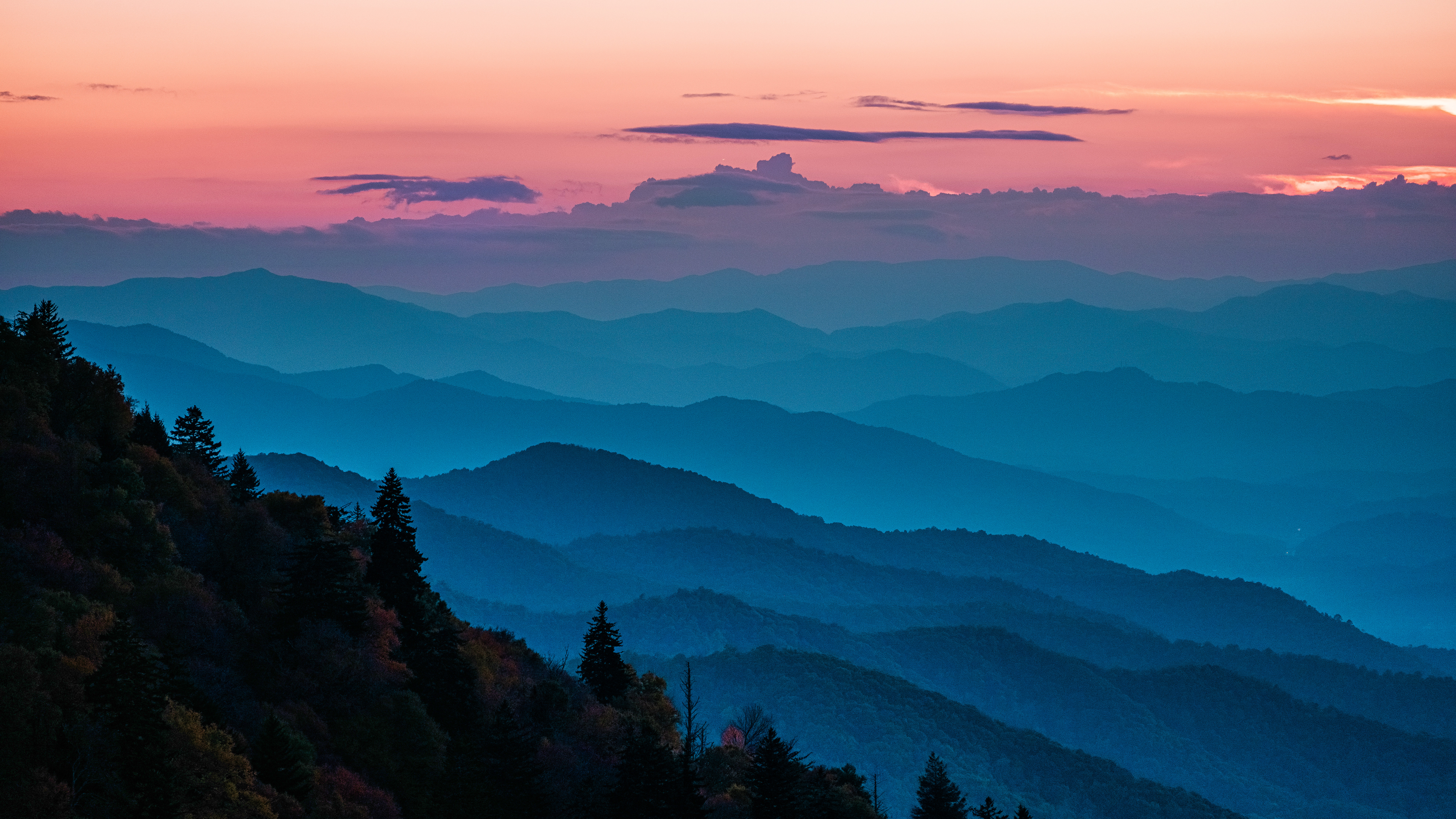 Blue Ridge Mountains at Sunset HD Wallpaper