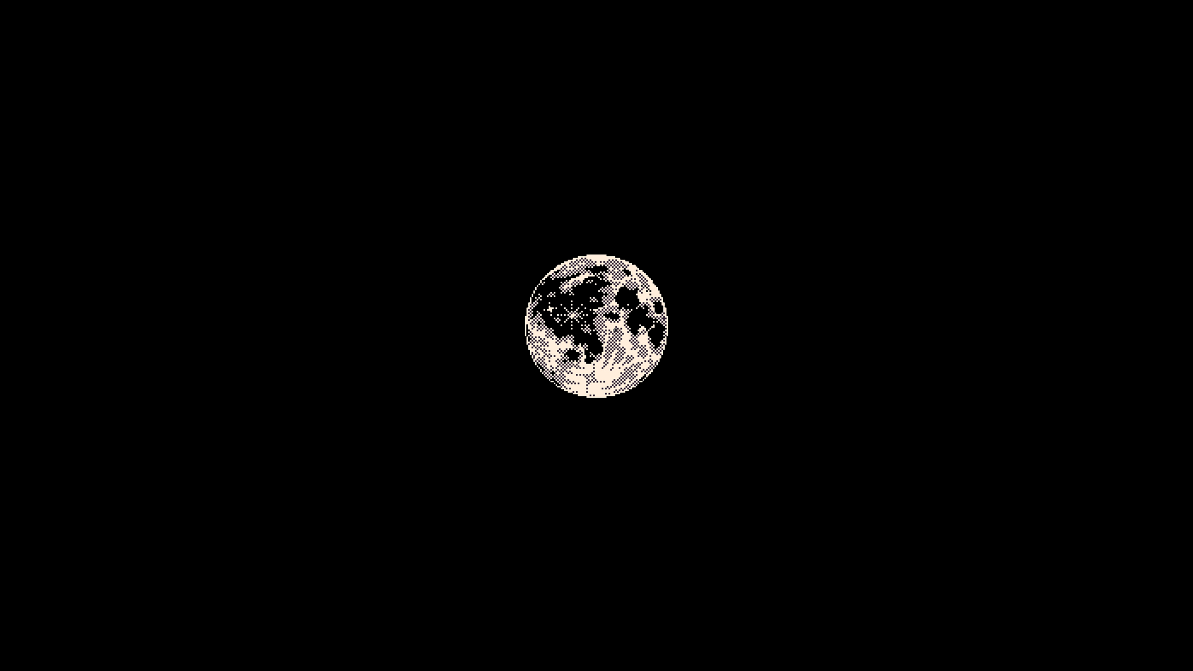 Pixel art moon on a black background HD Wallpaper