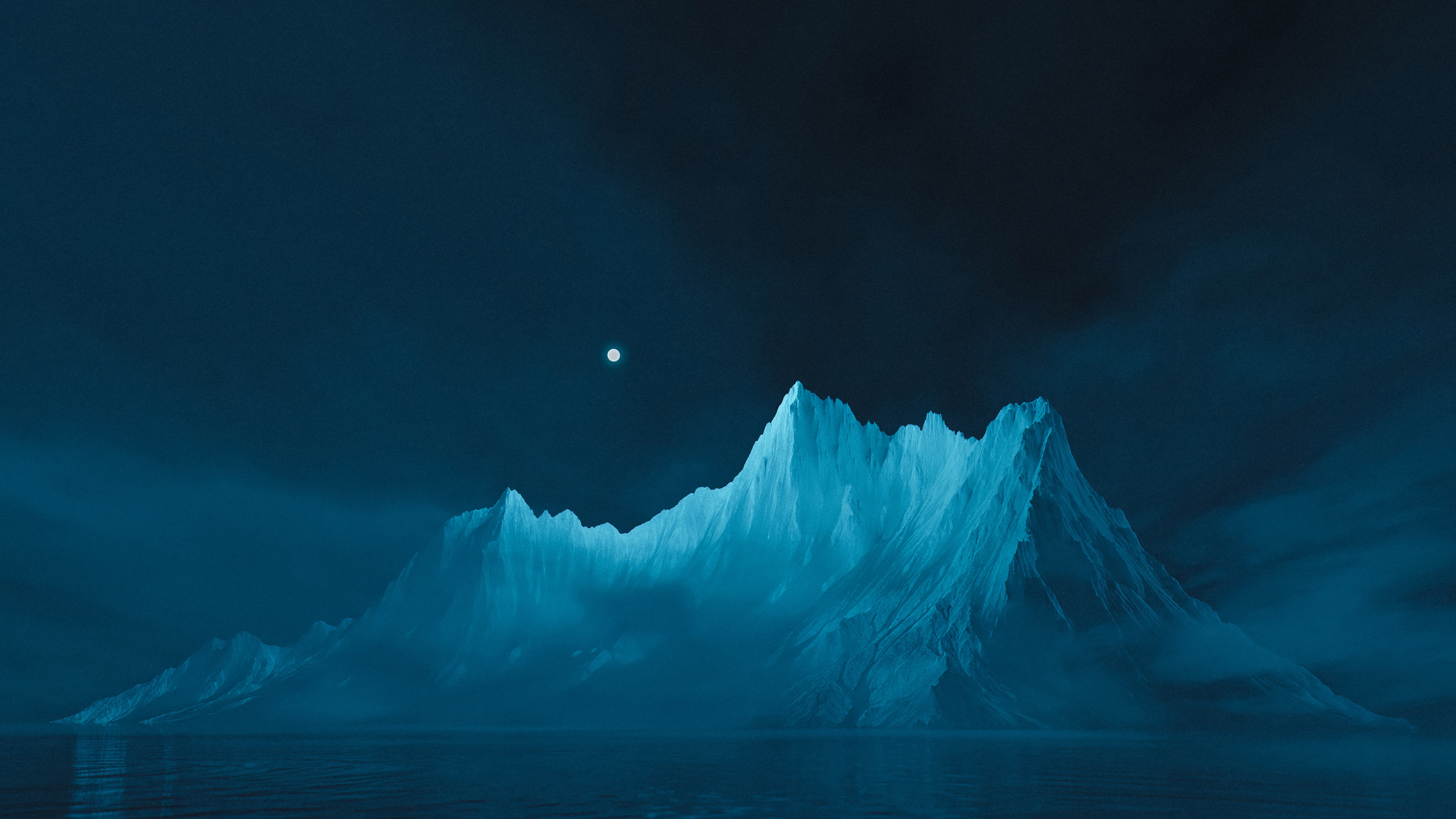 Digital Art of Iceberg Under Moonlight HD Wallpaper