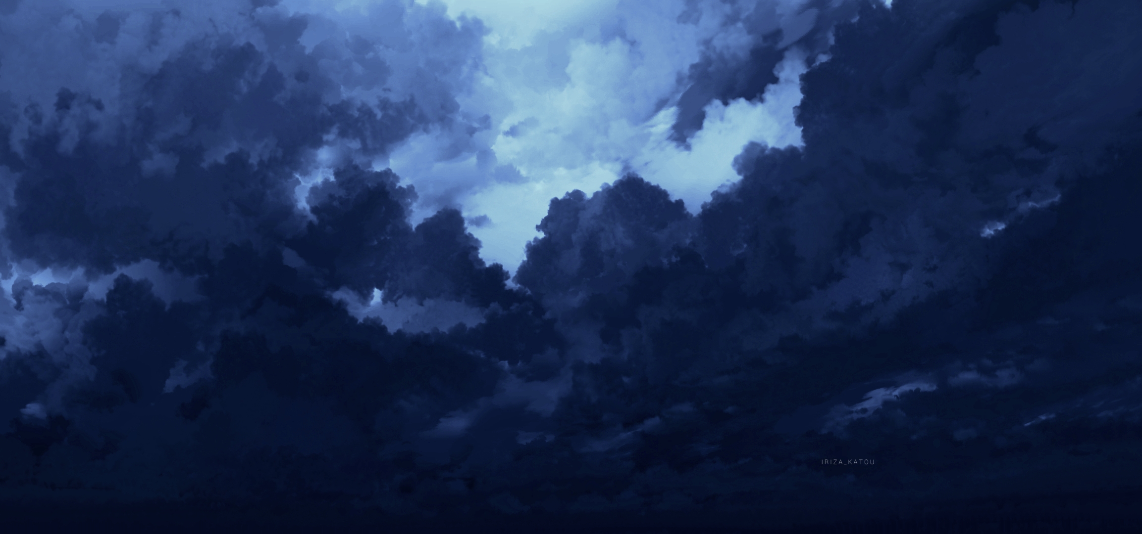 Scenery of dark, dramatic clouds in the night sky HD Wallpaper
