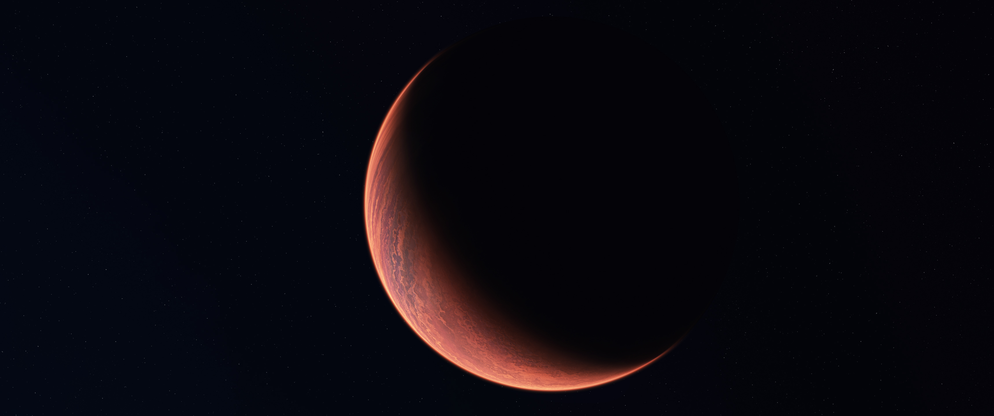 Crescent planet in dark space HD Wallpaper