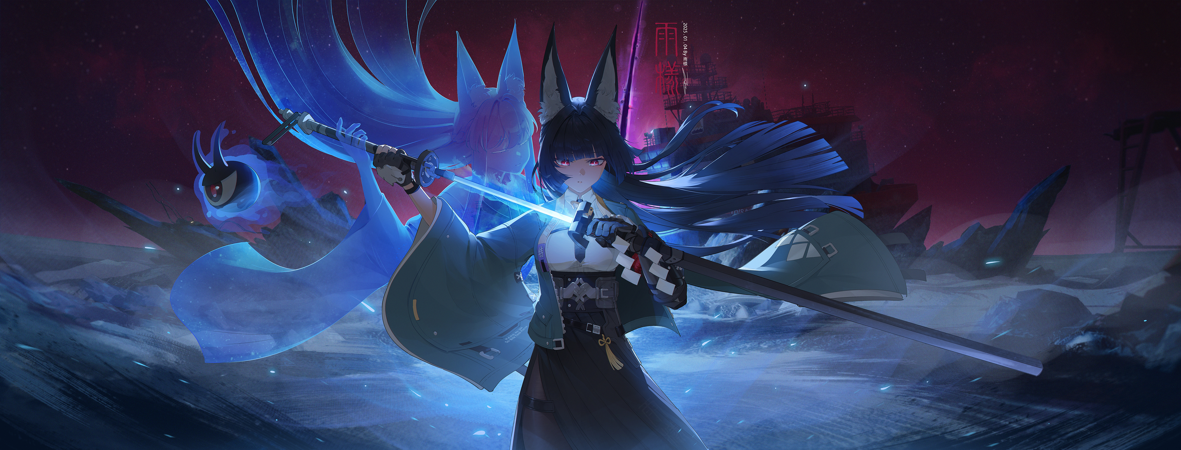 Miyabi (Zenless Zone Zero) anime girl with katana HD Wallpaper