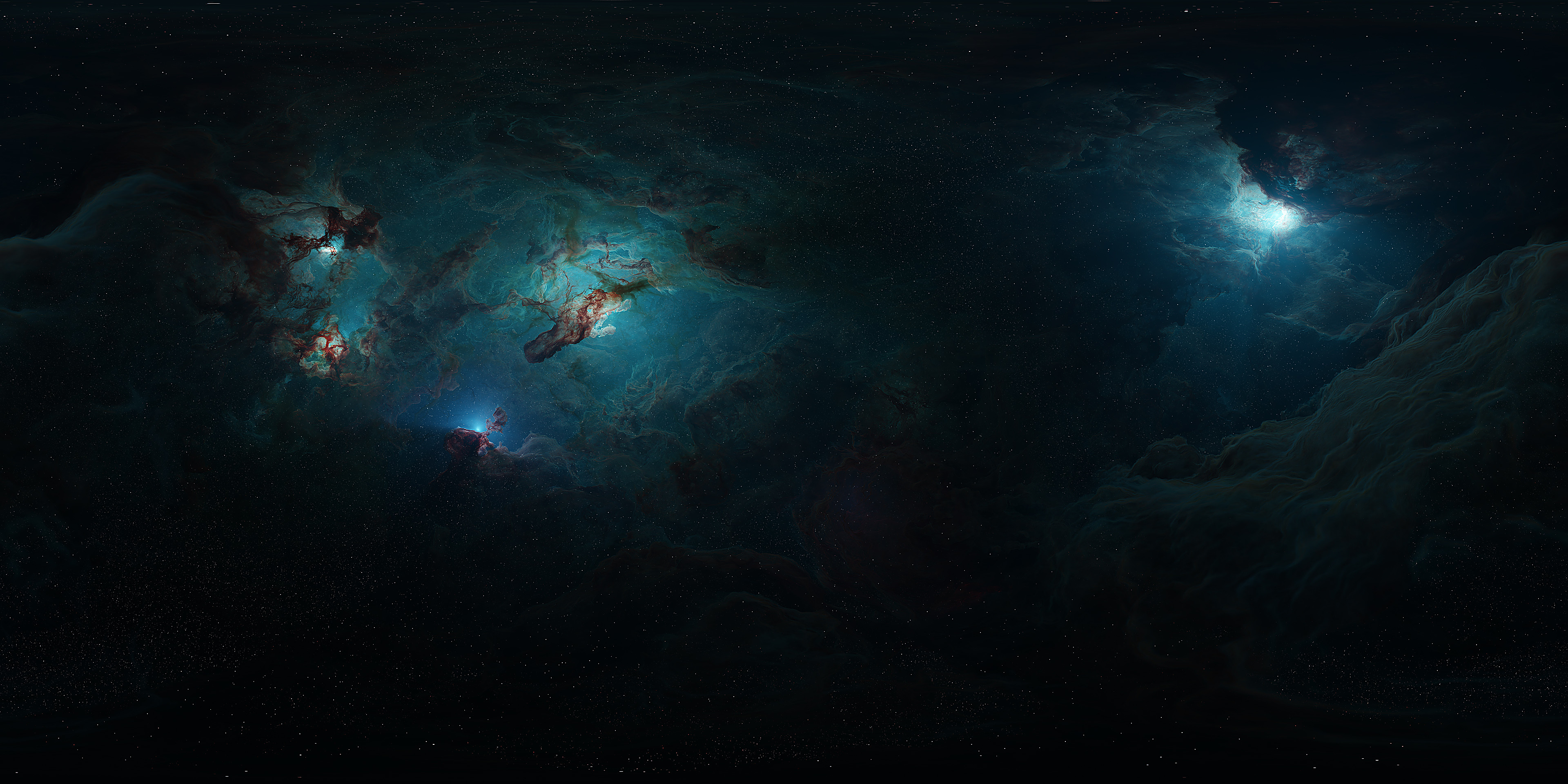 Digital artwork of glowing nebula clouds in deep space HD Wallpaper