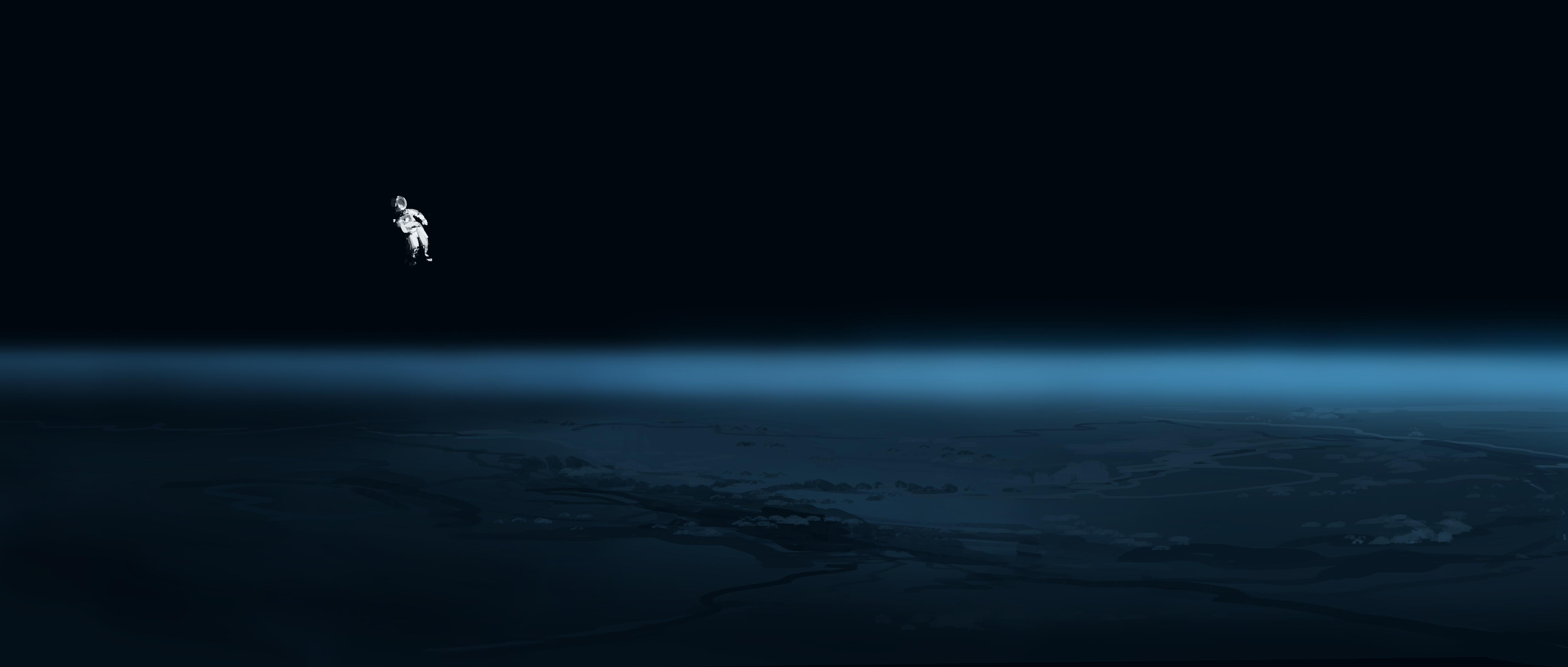 Astronaut floating above Earth in low light HD Wallpaper
