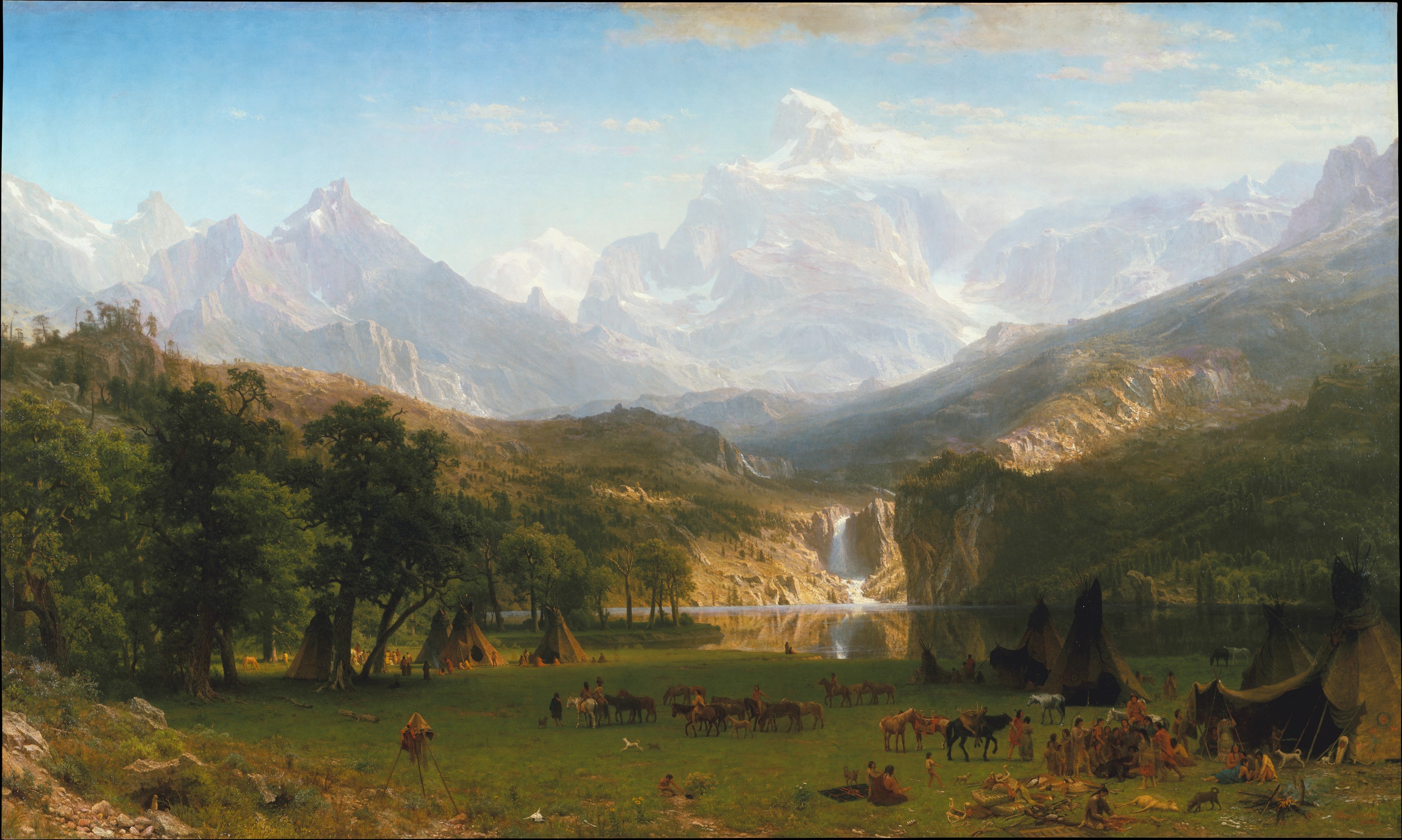 Scenery: Landers Peak with Native Americans by Albert Bierstadt HD Wallpaper