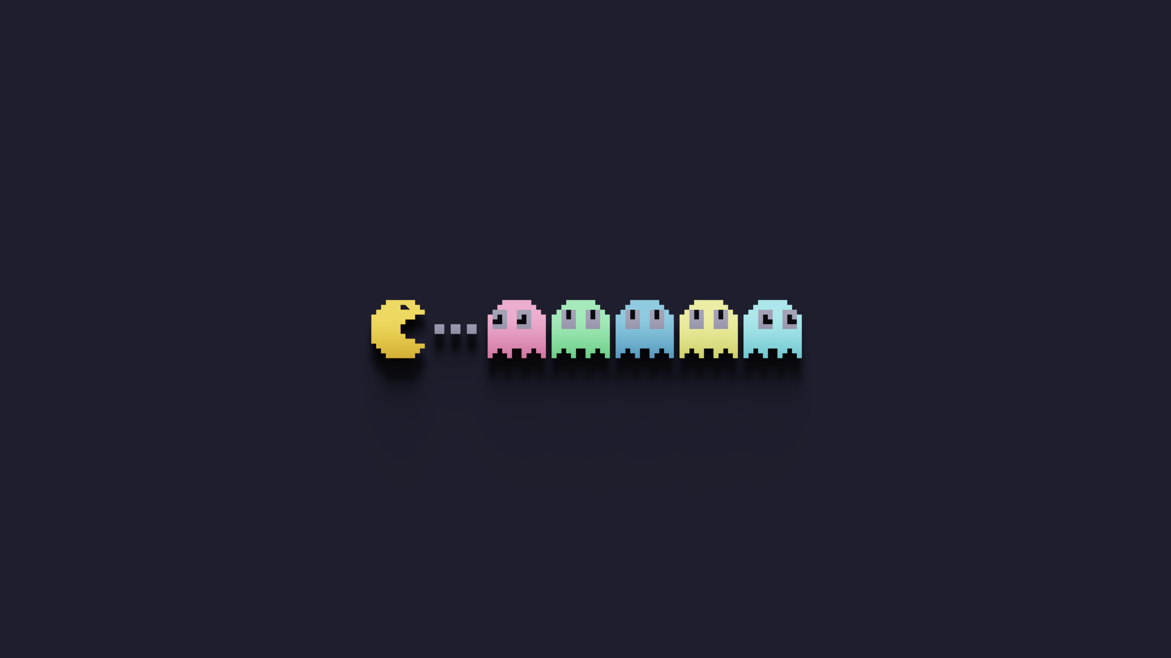Pac-Man and ghosts in a retro video game style HD Wallpaper