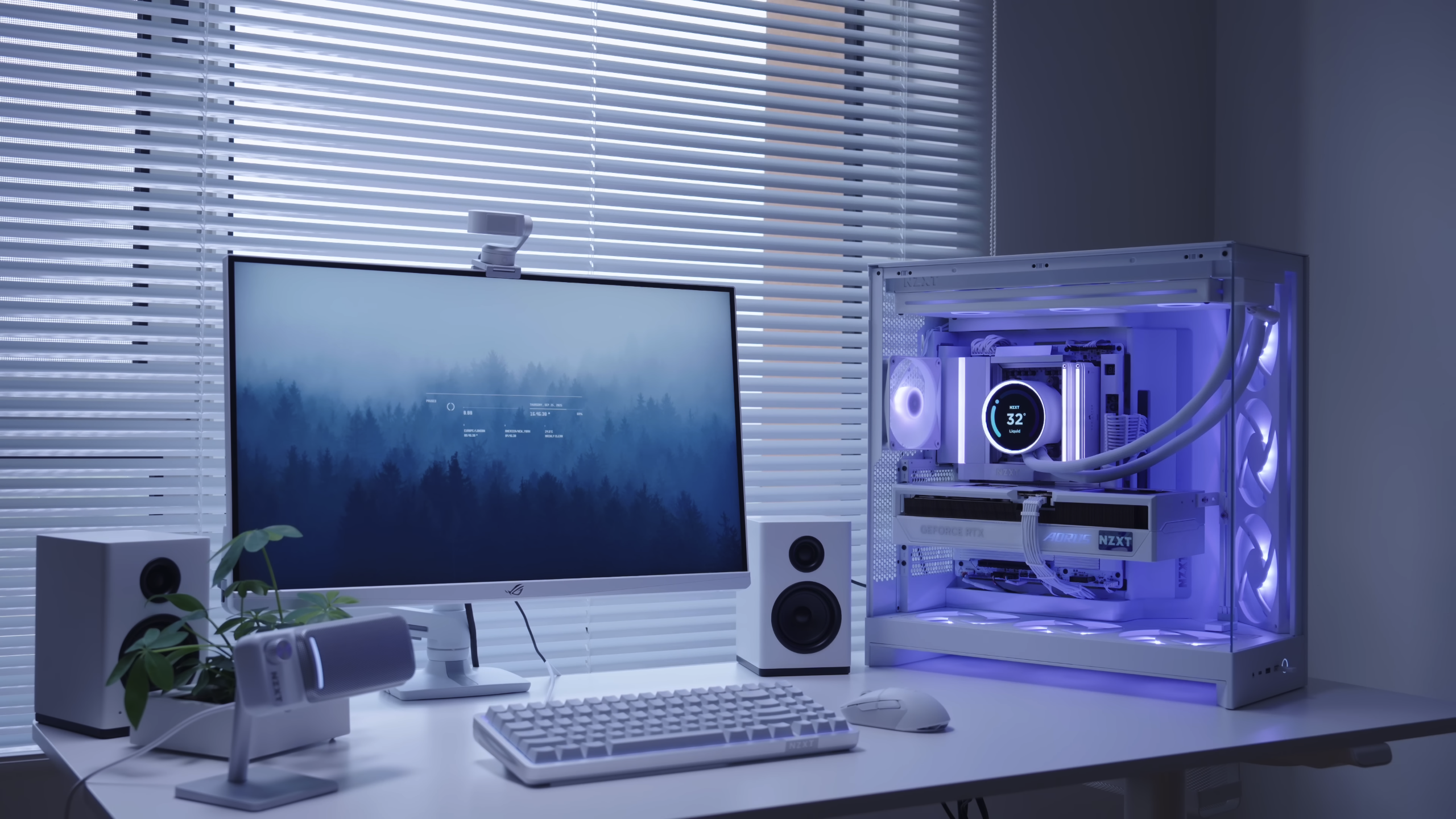 Computer setup with speakers and PC HD Wallpaper