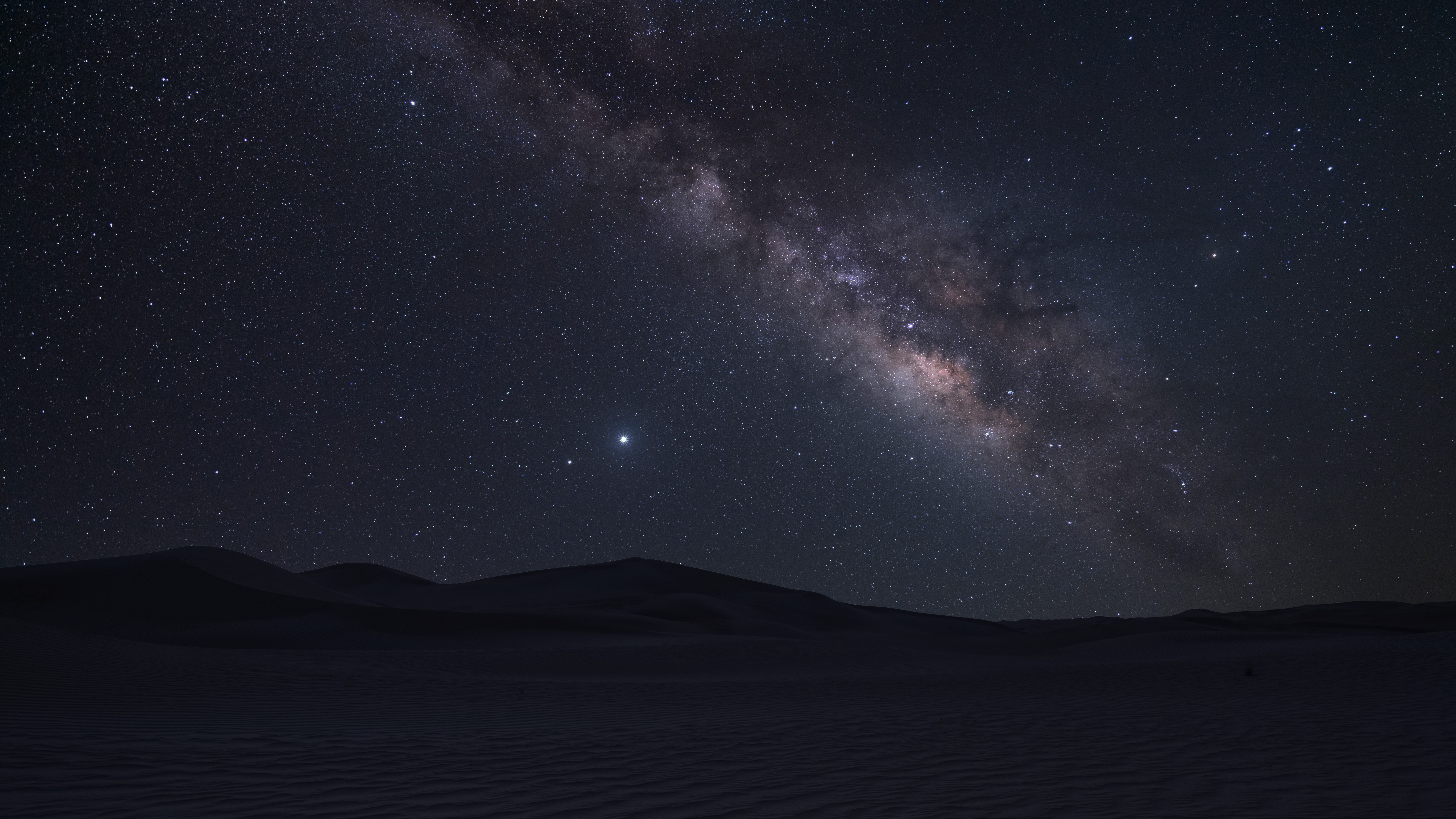 Milky Way Galaxy over a Desert Landscape HD Wallpaper
