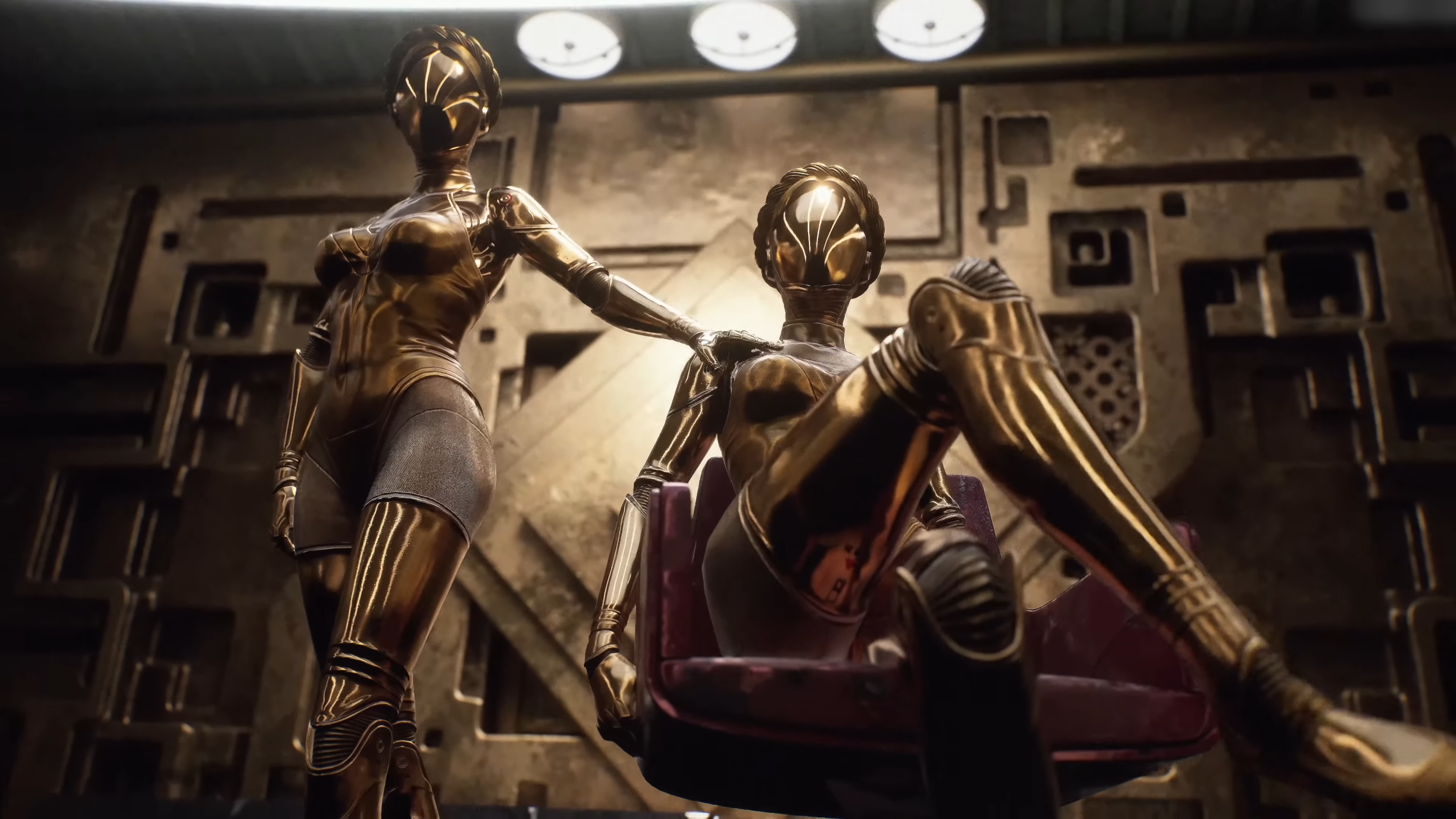 The Twins from Atomic Heart in a futuristic room HD Wallpaper