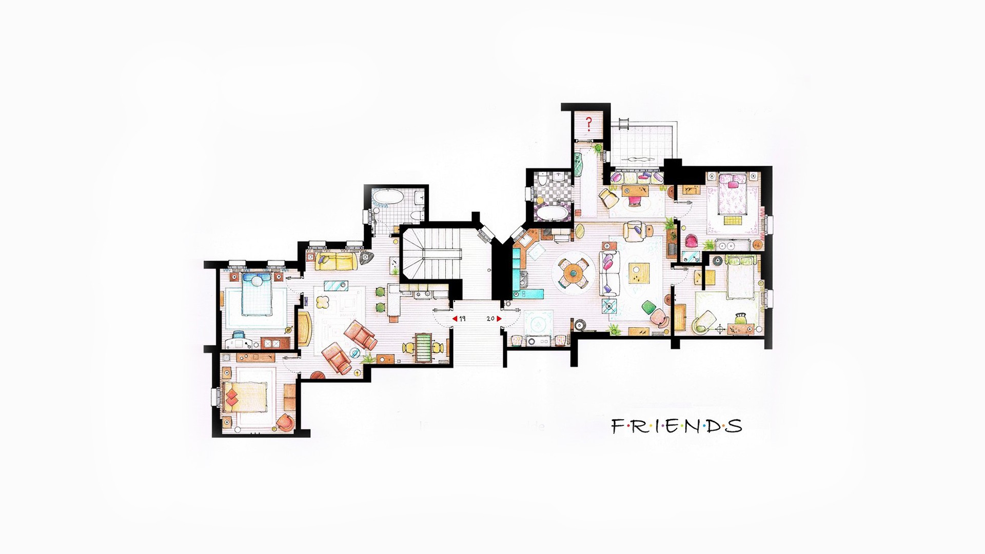 Friends TV series apartment floor plan HD Wallpaper