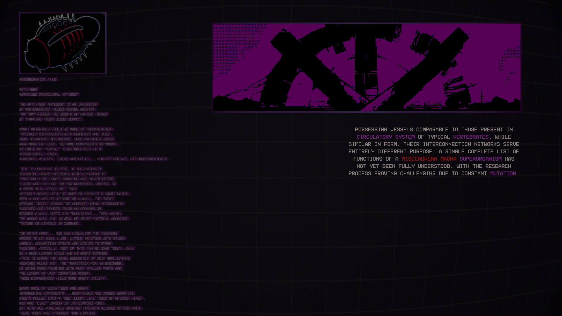 Digital art with text and abstract purple shapes HD Wallpaper