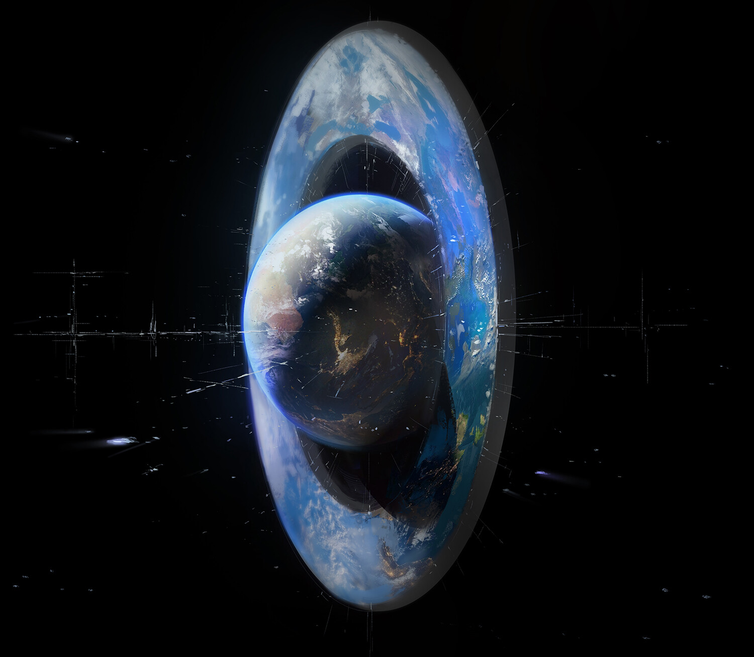 Earth inside a Ringworld structure in space HD Wallpaper