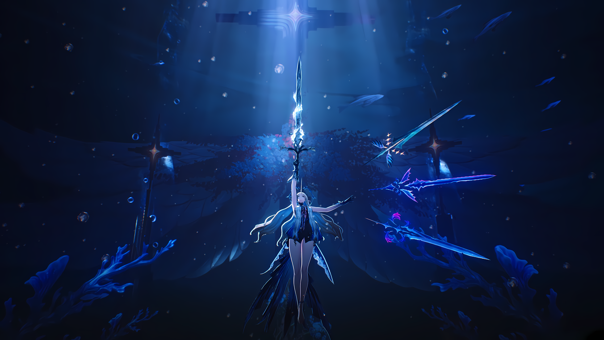 Wuthering Waves CGI Anime Game Character with Swords HD Wallpaper