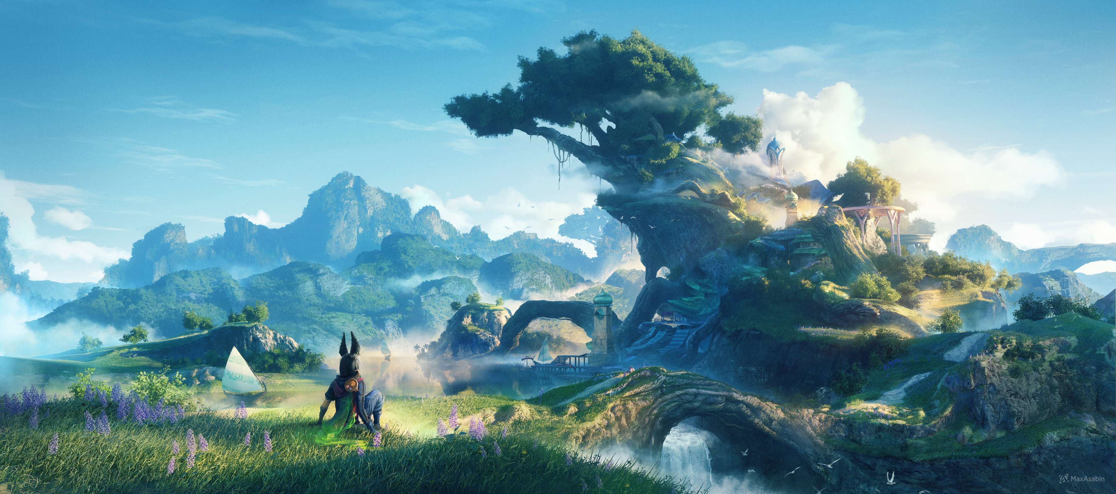 Genshin Impact Tignari and companion in a fantasy landscape HD Wallpaper