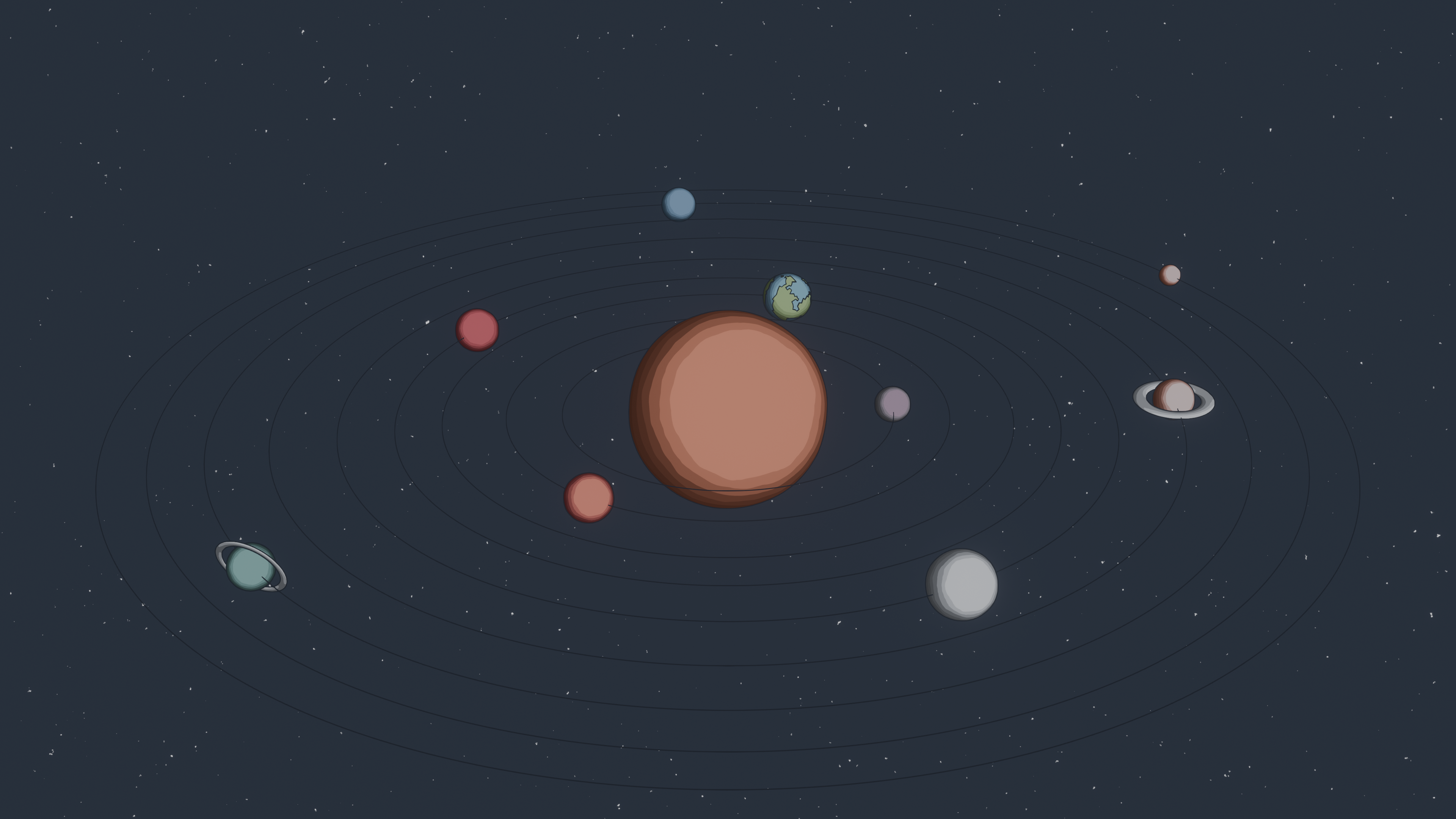 Solar System with planets orbiting the Sun HD Wallpaper