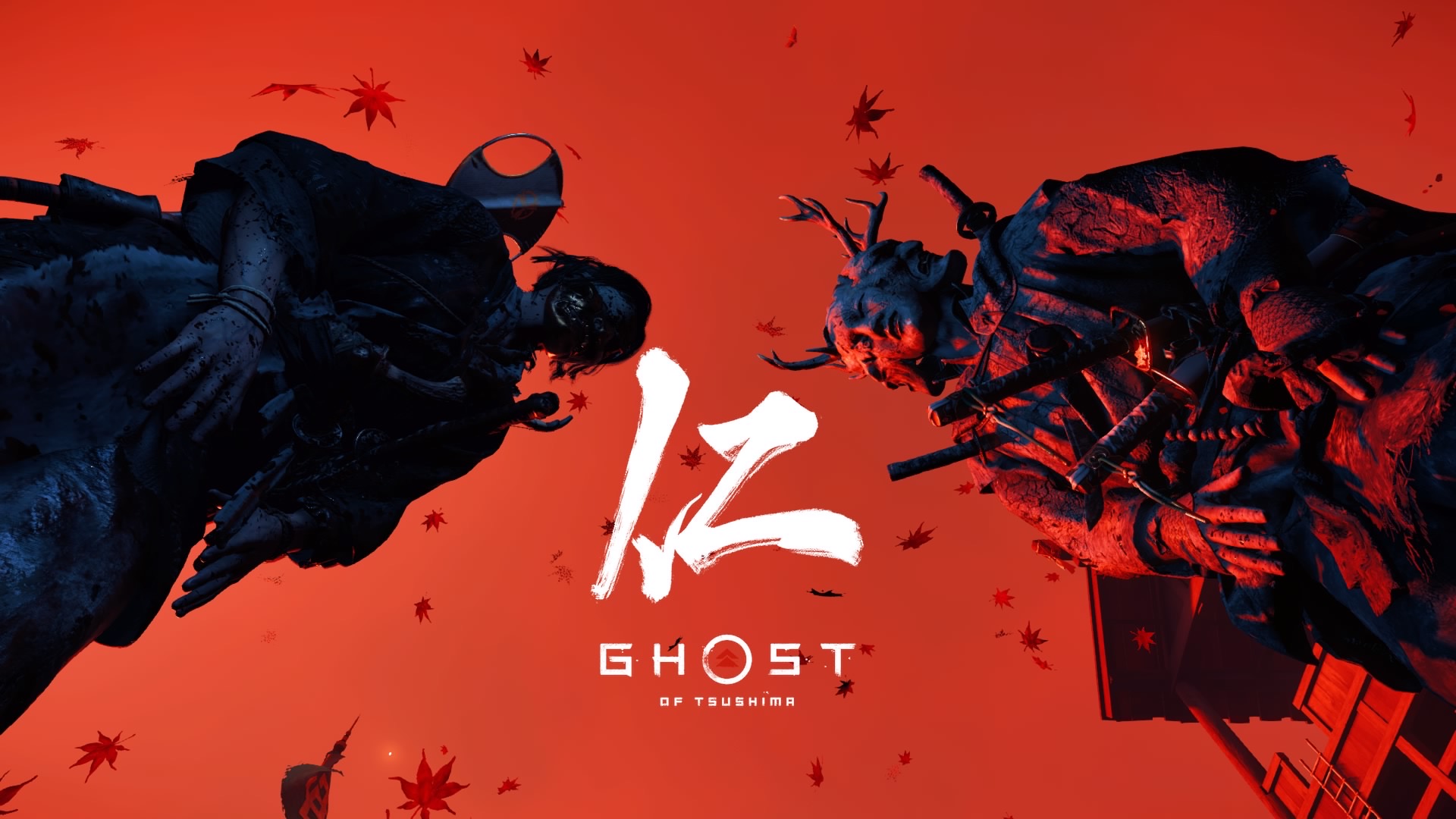 Ghost of Tsushima title art with two samurai HD Wallpaper