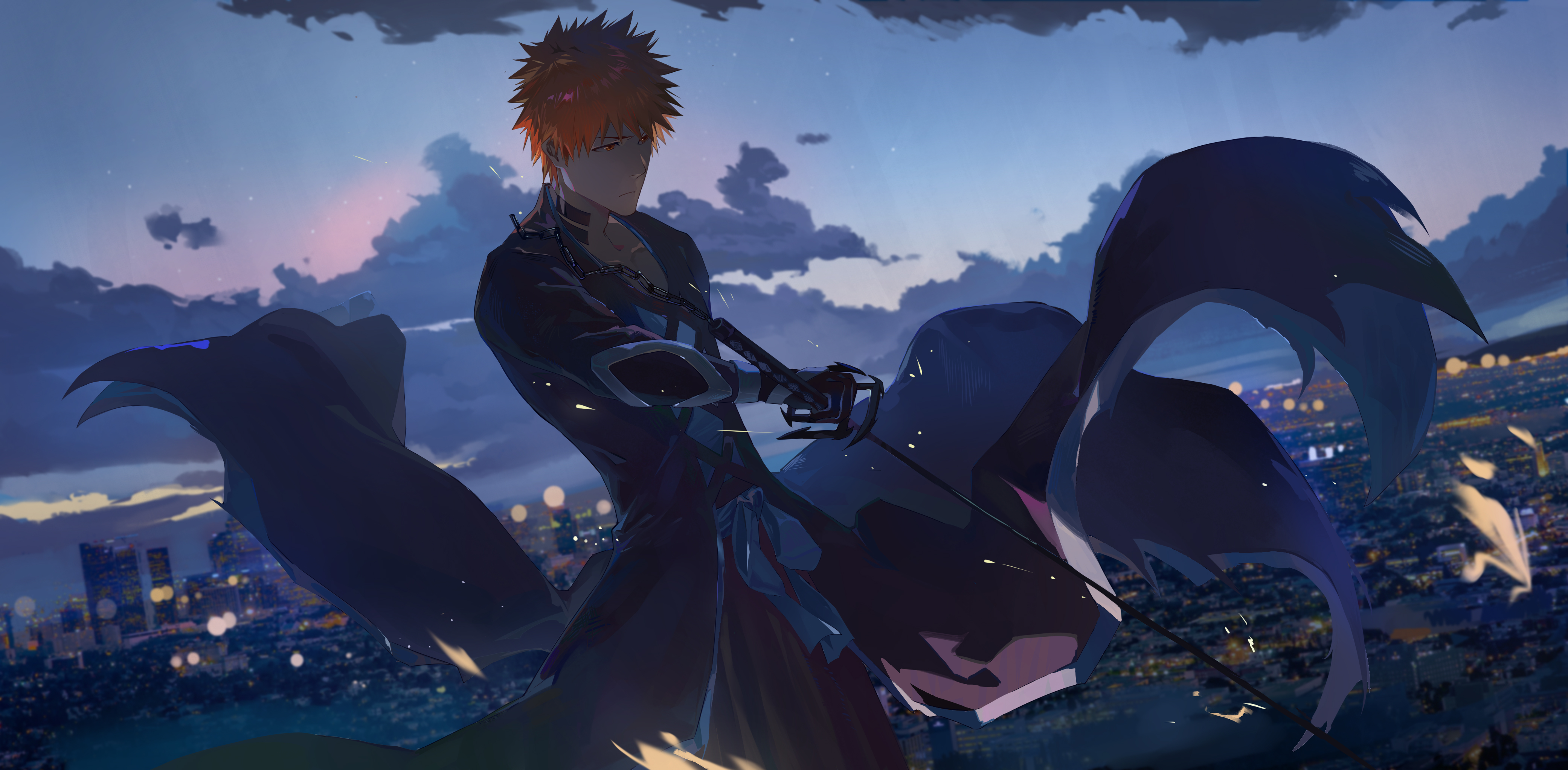 Kurosaki Ichigo with Tensa Zangetsu HD Wallpaper