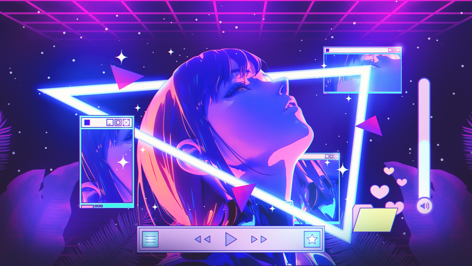 Makima from Chainsaw Man in a Retrowave Neon Aesthetic HD Wallpaper