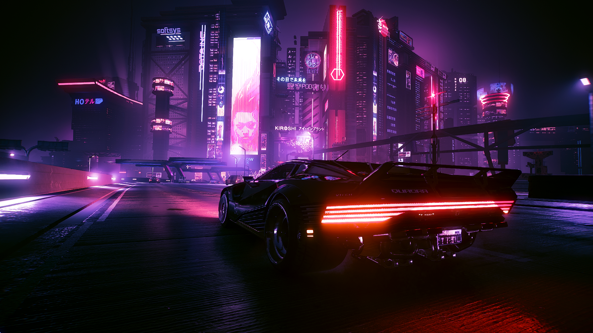 Cyberpunk 2077 Quadra Turbo-R V-Tech driving at night HD Wallpaper