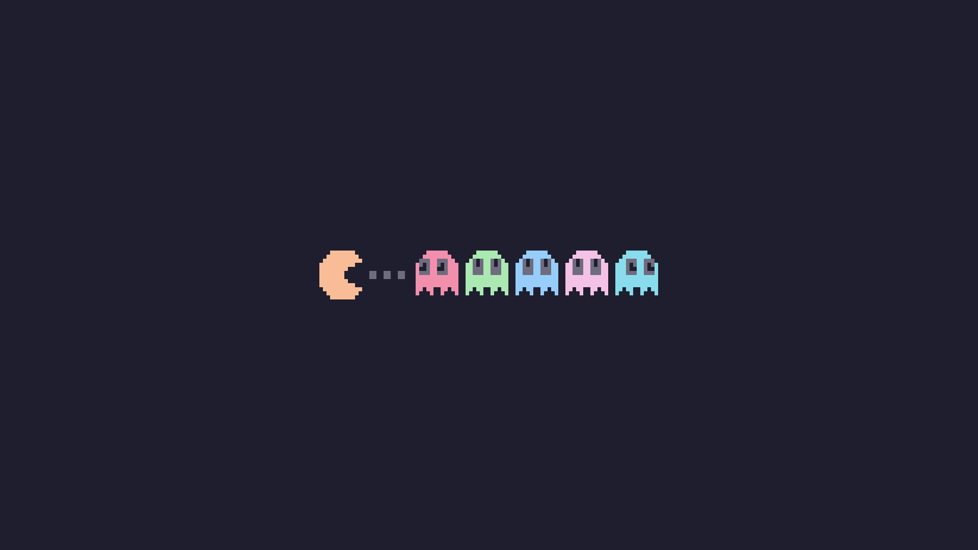 Pac-Man and ghosts in pixel art HD Wallpaper