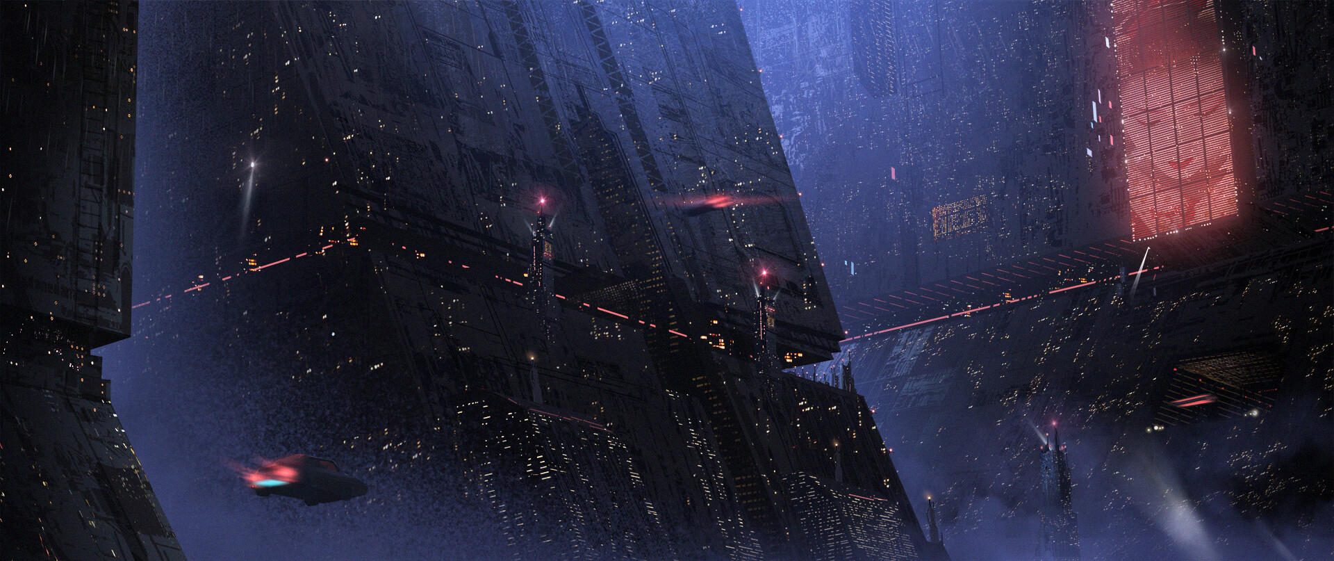 Blade Runner futuristic city with flying car HD Wallpaper