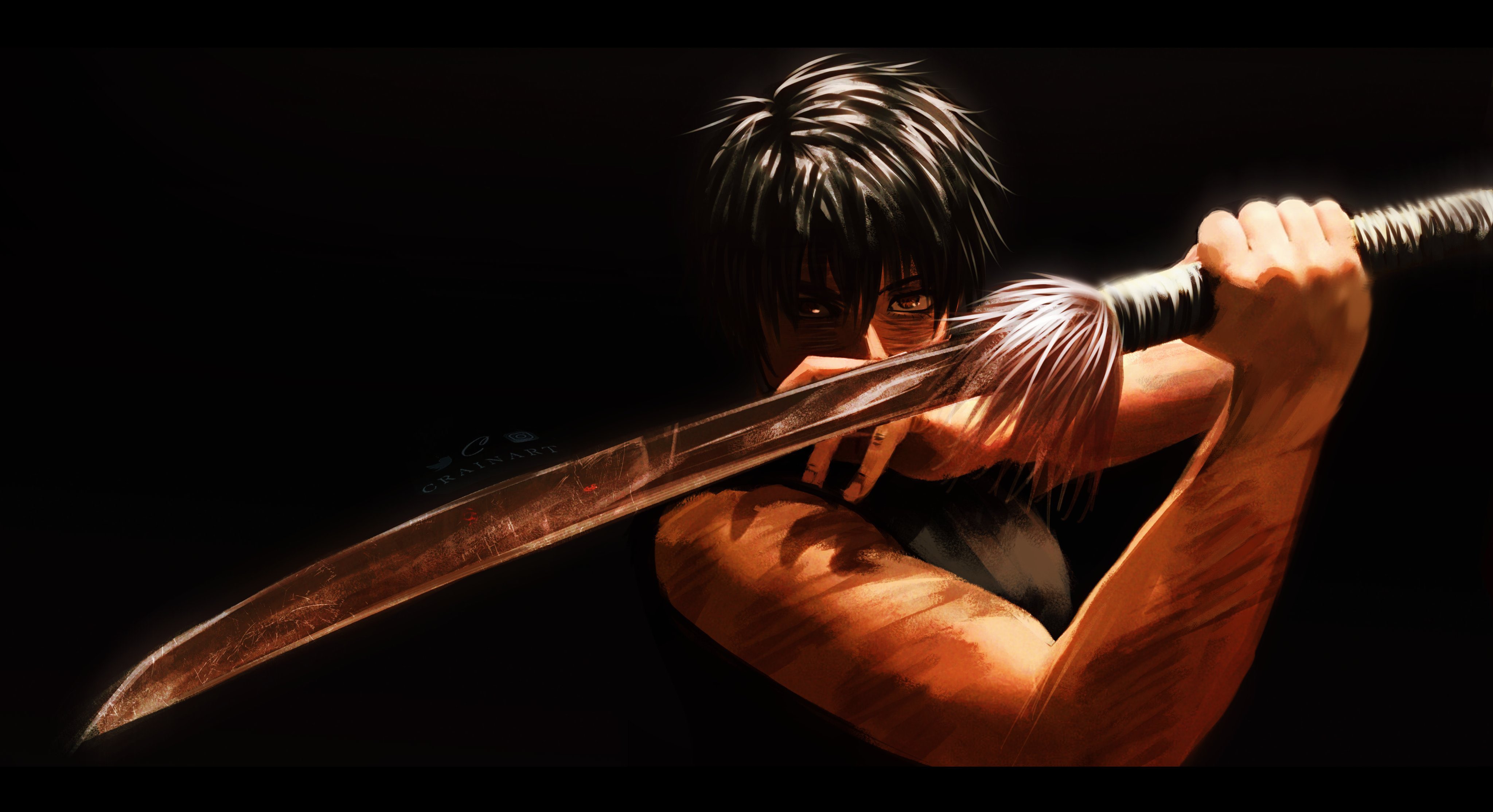 Zenin Maki from Jujutsu Kaisen with a sword HD Wallpaper